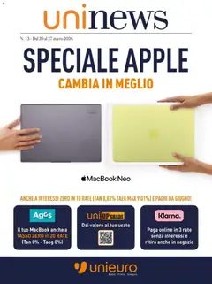 Anteprima dell'opuscolo Unieuro volantino Apple dal negozio Unieuro valido da 20/03/2026