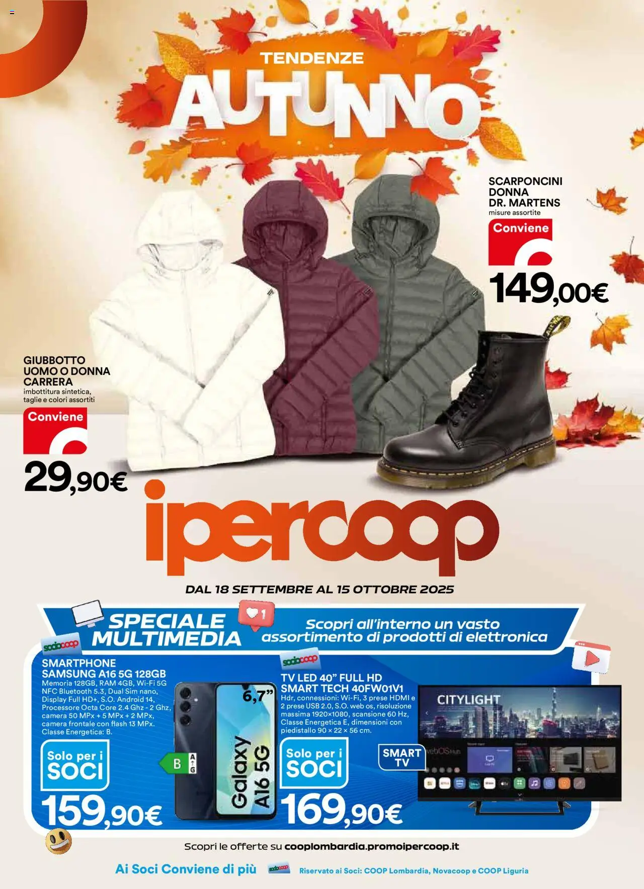 Volantino Ipercoop valido da 18/09/2025 numero di pagina 1 - Samsung, Smartphone, TV, USB, Smartphone samsung