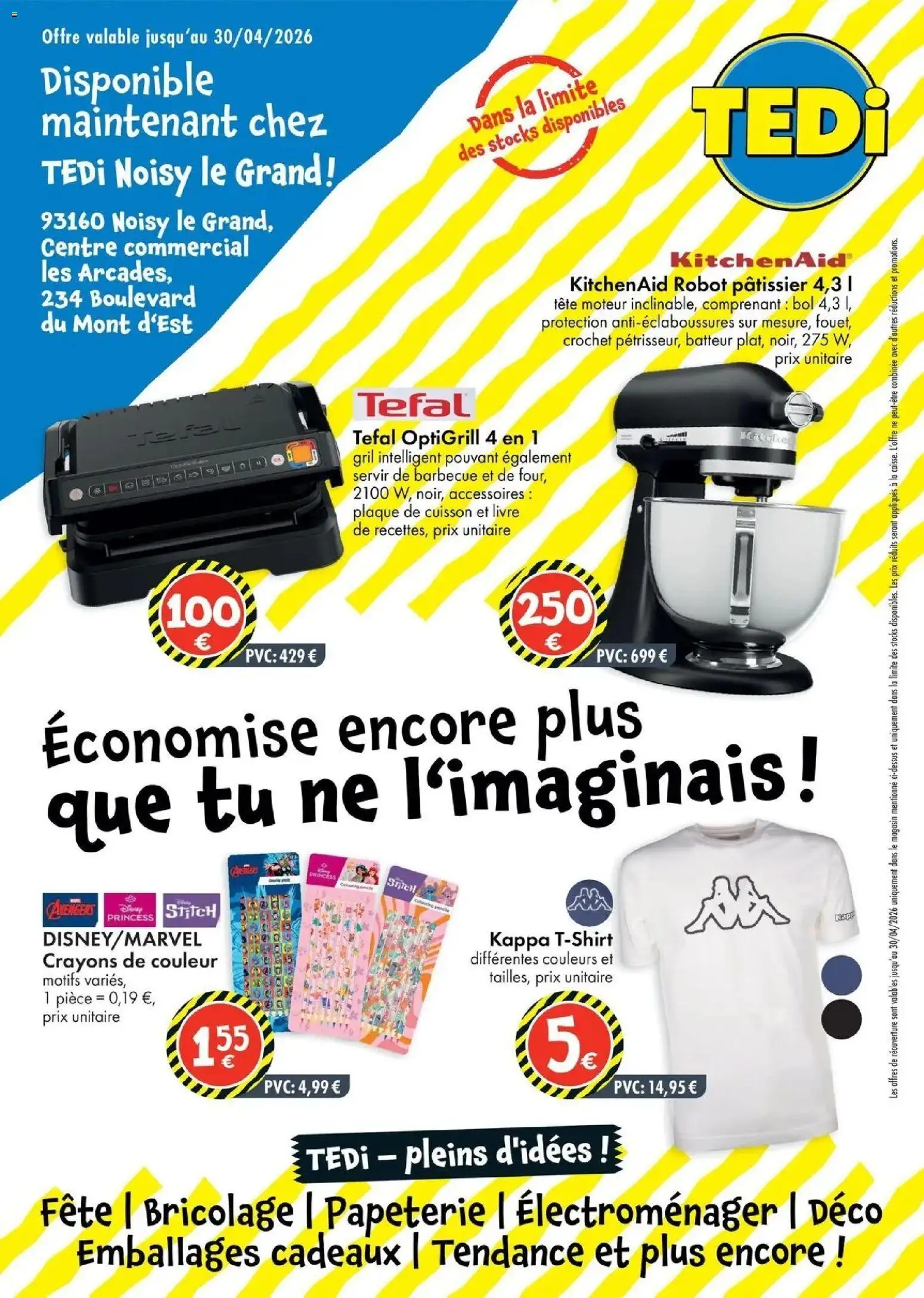 Prévisualisation de TEDi: Découvrez les nouvelles offres - Noisy le Grand du magasin TEDi formulaire valide 25/03/2026 - Barbecue, Livre, Robot, Plaque de cuisson, Robot pâtissier, Bol, Batteur, Gril