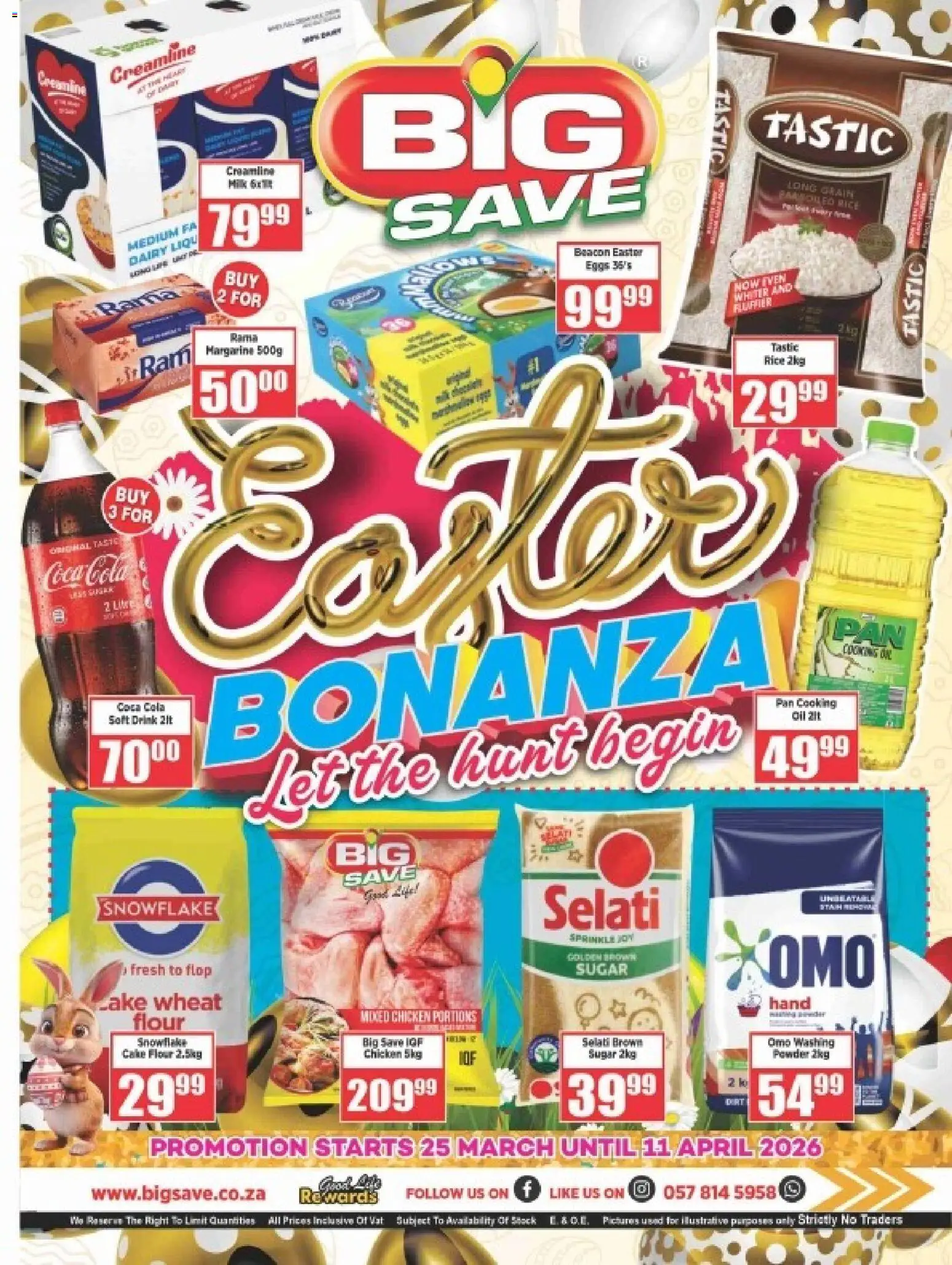 Preview of Big Save flyer valid from 25/03/2026 - Chicken, Eggs, Oil, Sugar, Rice, Flour, Stock, Powder