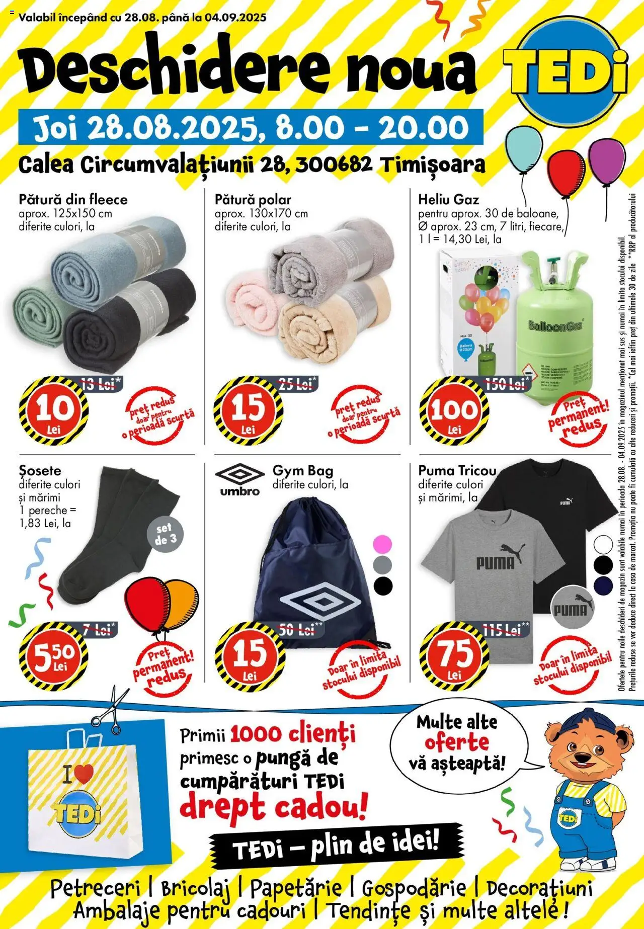 TEDi Timișoara de la 28.08.2025 - Pagină 1 - Tricou, Șosete, Pătură, Pungă