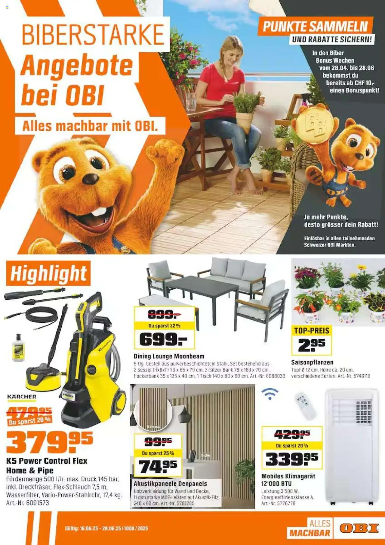 OBI Aktionen ab 16.06.2025 - Seitennummer 1 - Sessel, Klimagerät, Tisch