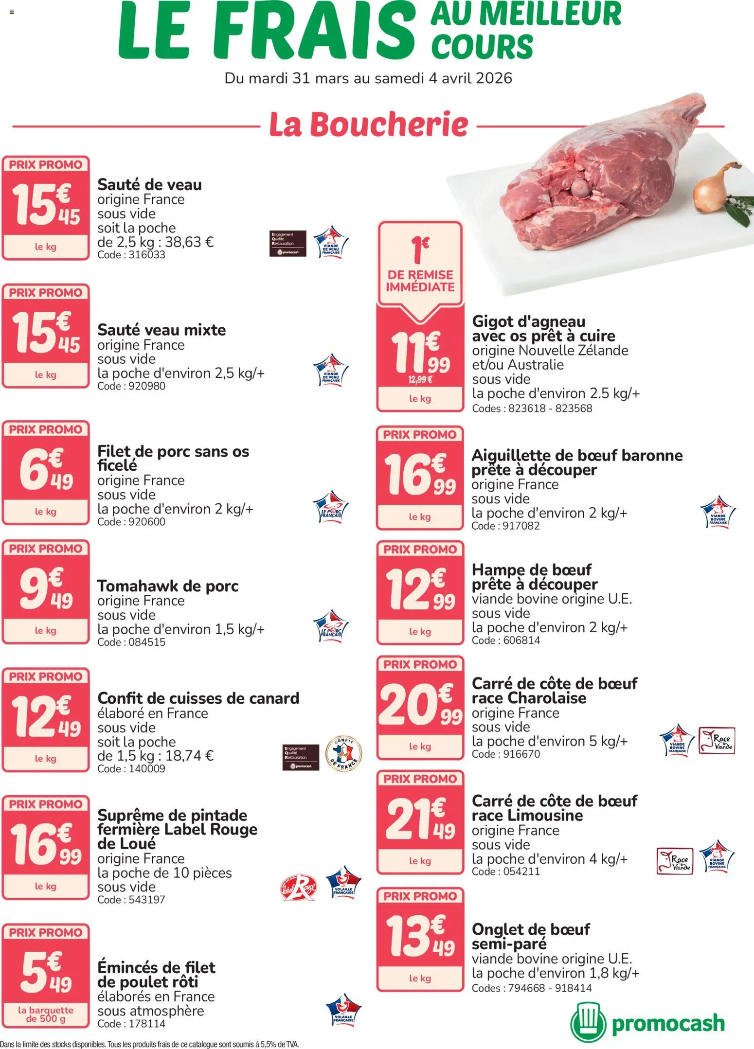 Prévisualisation de Promocash Frais au meilleur cours du magasin Promocash formulaire valide 31/03/2026