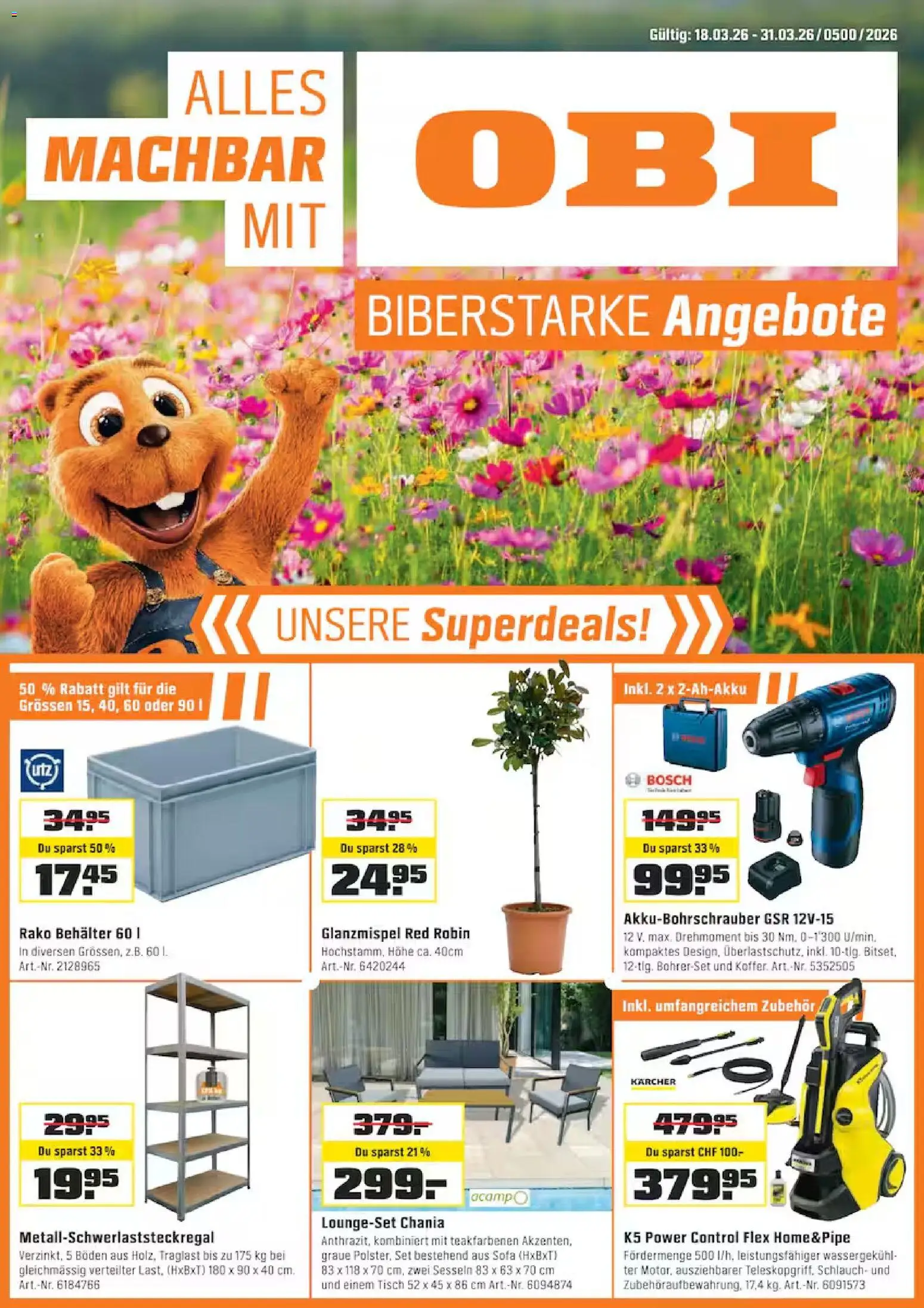 Vorschau des Merkblatts OBI aktionen vom Shop OBI gültig von 18.03.2026 bis 31.03.2026