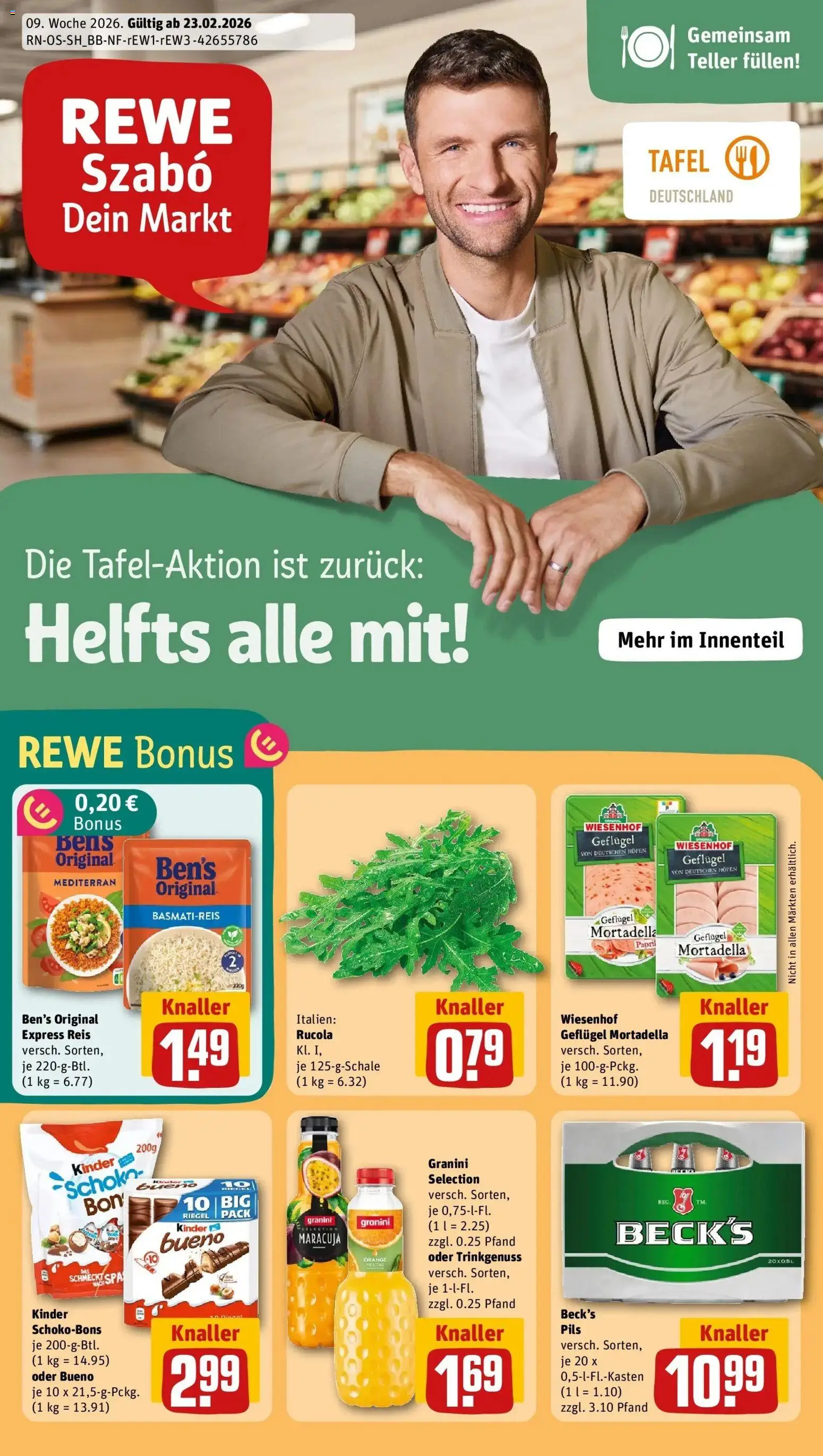 Vorschau von dem Prospekt des Geschäftes Rewe, gültig ab dem 22.02.2026 - Rucola, Reis, Basmatireis, Granini, Pils