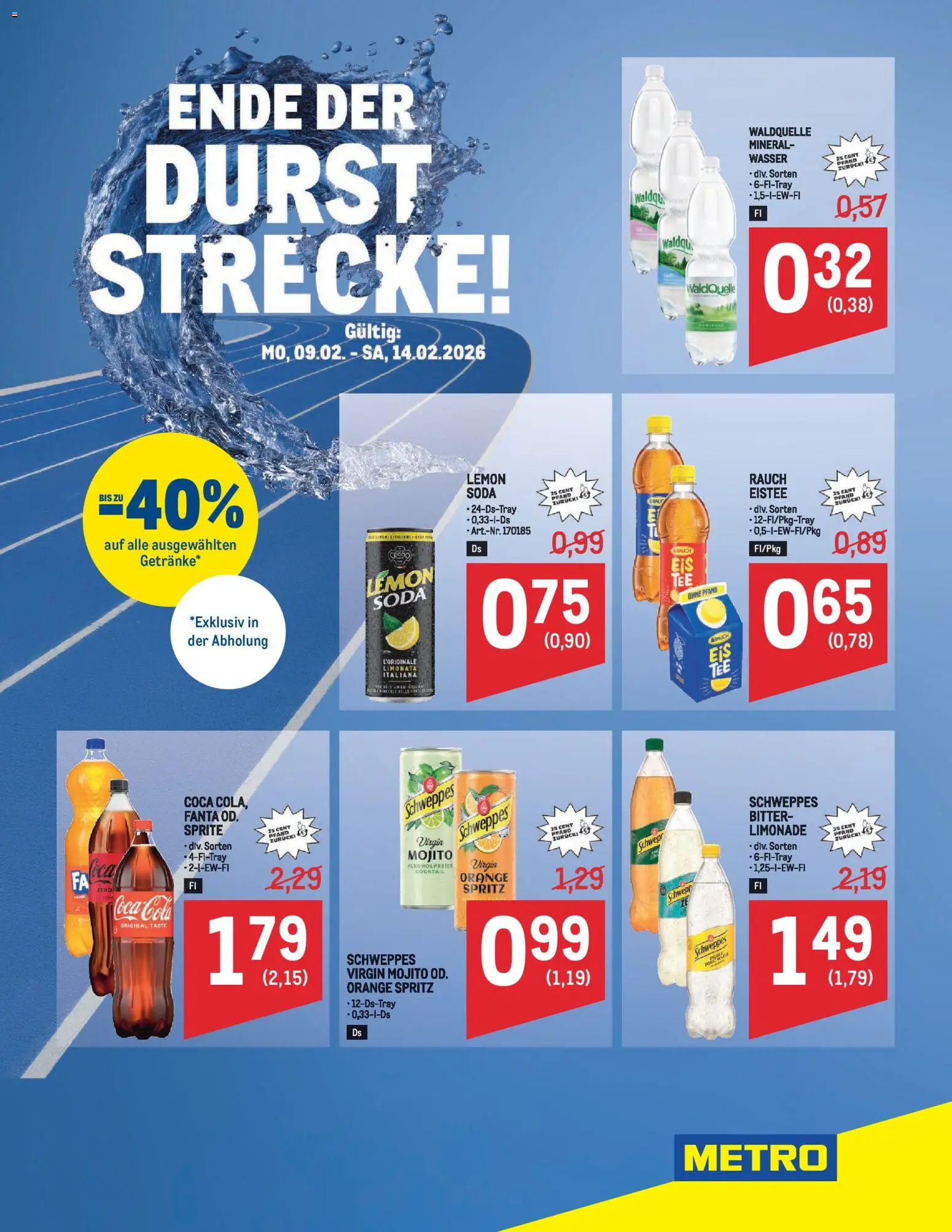 Vorschau der Angebote: Metro Durststrecke gültig ab 09.02.2026 - Wasser, Fanta
