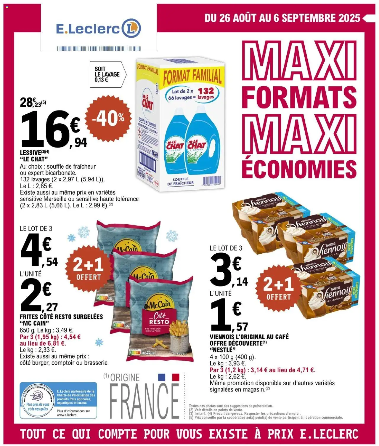 Maxi formats maxi économies | Vitry sur Seine de la boutique E.Leclerc valable du 26/08/2025 - Page numéro 1