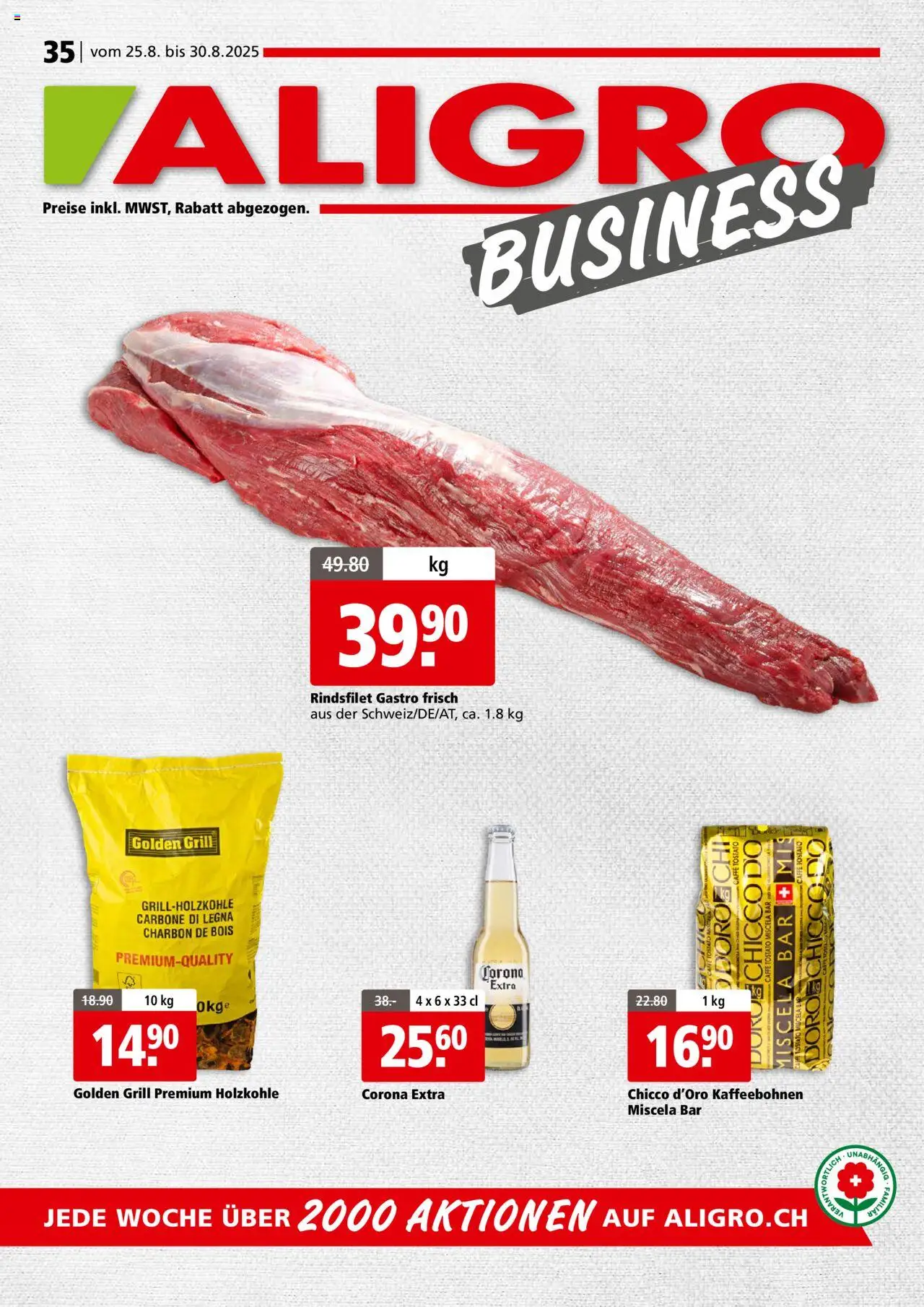 Aligro Aktionen Business Chavannes, Matran, Genf, Sitten ab 25.08.2025 - Seitennummer 1