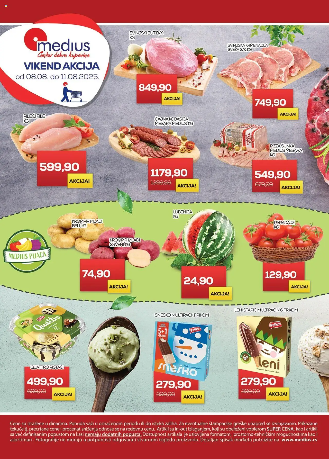 Medius katalog važi od 08.08.2025 - stranica 1 - Paradajz, Lubenica, Vanila, Pistaći, Svinjski but, Krmenadla, Pileći file, Svinjska krmenadla