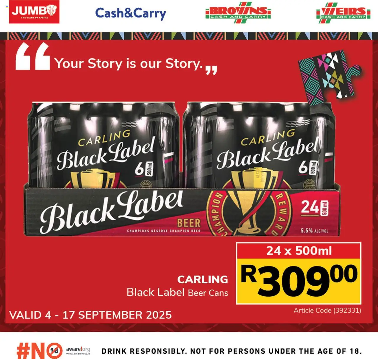 Jumbo Beer and Cider Specials from 04/09 - 17/09/2025 > Promotions - Beer