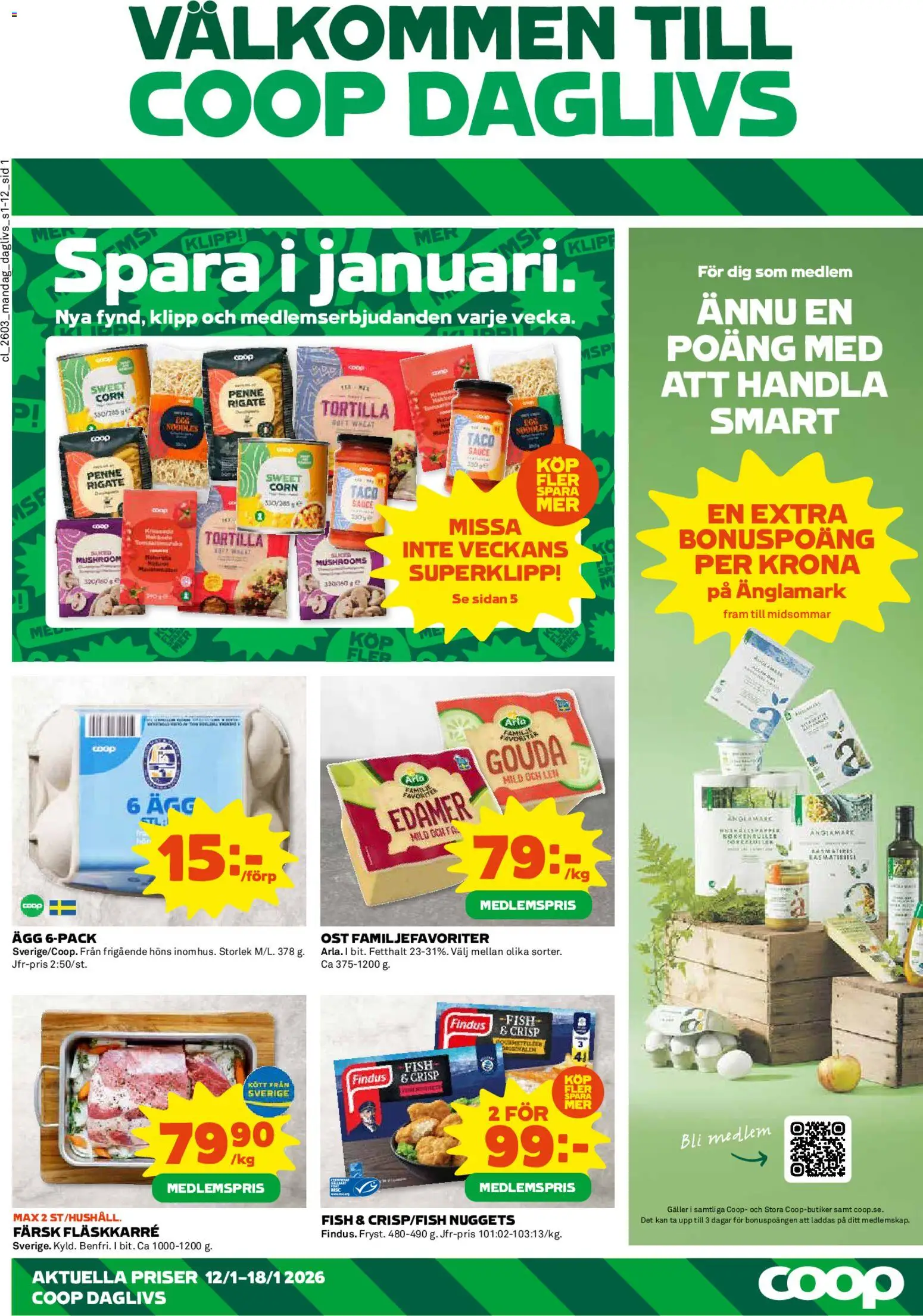 Förhandsgranska reklamblad Aktuella reklamblad Coop Daglivs från butik Coop Daglivs gäller från 12/01/2026