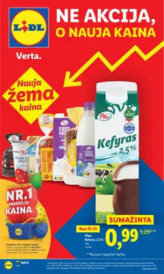LIDL parduotuvės leidinio LIDL leidinys - Ne akcija, o nauja kaina galiojančio nuo 2026.03.23 peržiūra