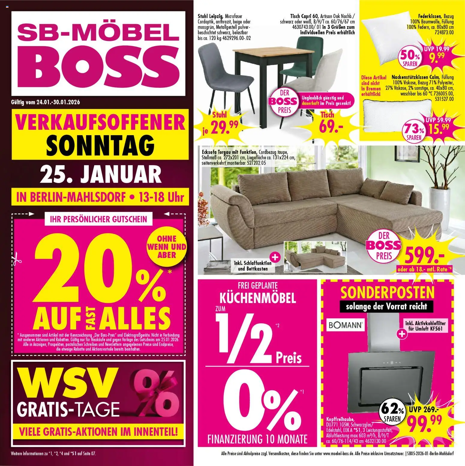 Vorschau von dem Prospekt des Geschäftes SB Möbel Boss, gültig ab dem 24.01.2026