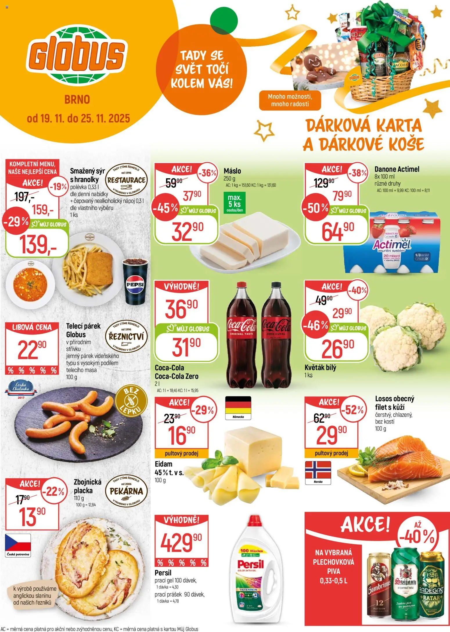 Náhled nabídky: Globus Brno platný od 19.11.2025 - Globus, Máslo, Smažený sýr, Květák, Prací gel, Persil, Eidam, Prací Prášek