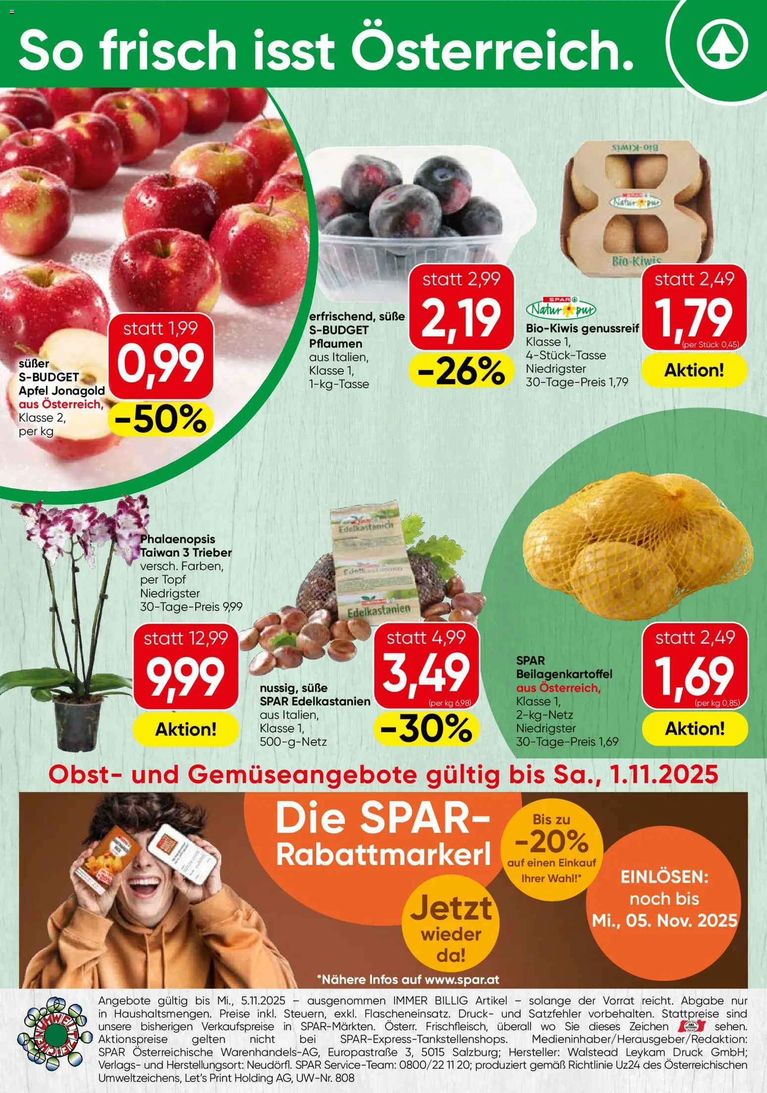  SPAR Flugblatt 27.10.2025 - Prospekt "Tirol Obst & Gemüse" - Seite 1