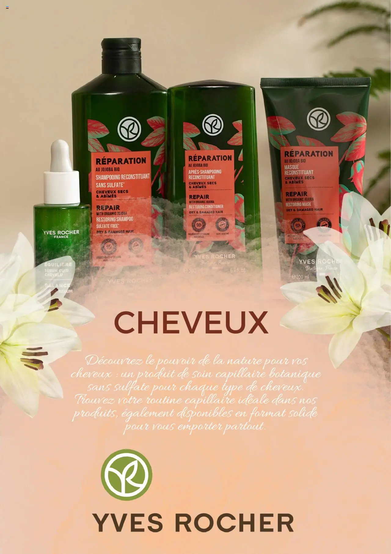 Catalogue de la boutique Yves Rocher valable du 01/06/2025 - Page numéro 1 - Ingrédients, Serum, Shampooing, Après-shampooing, Masque