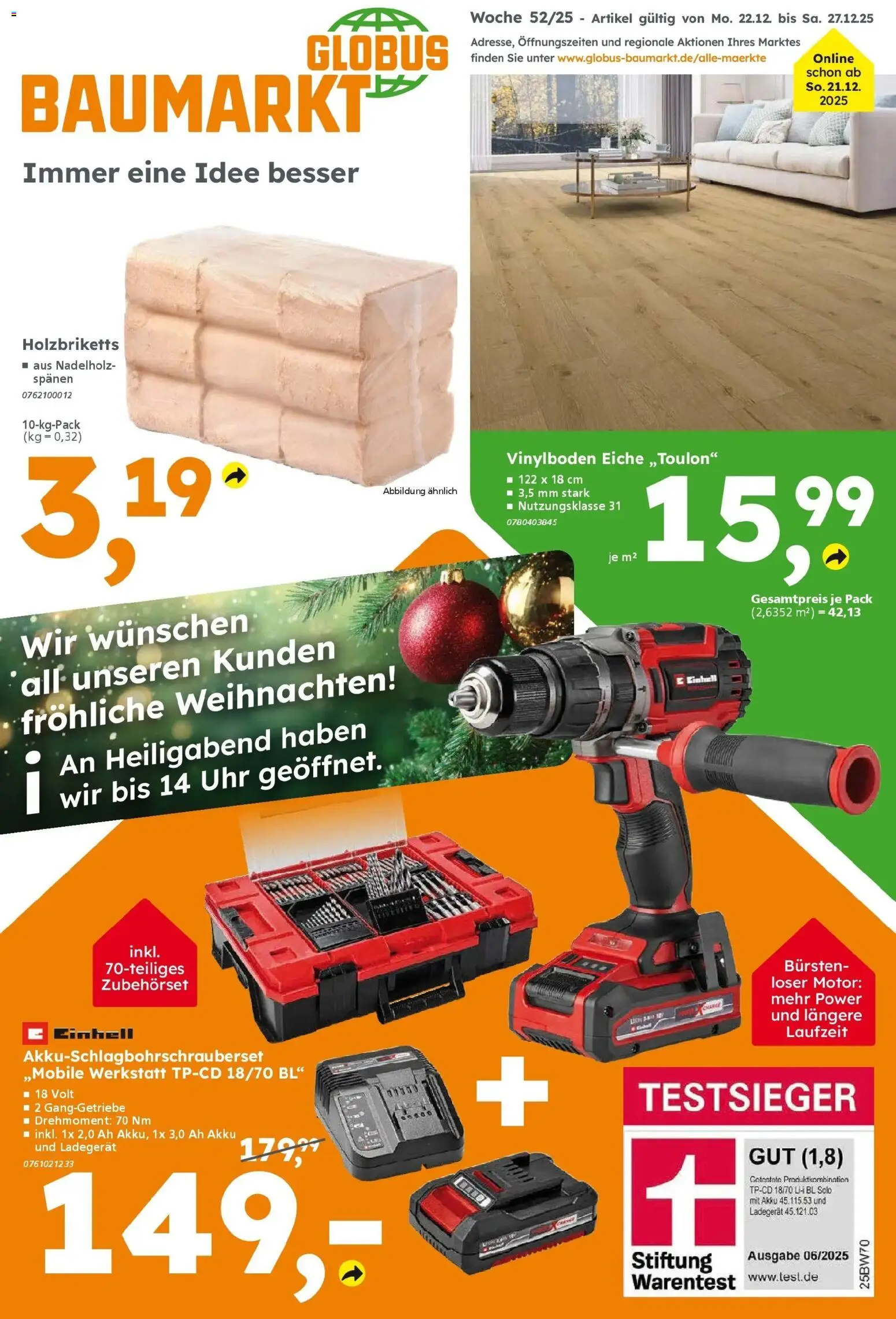 Vorschau von dem Prospekt des Geschäftes Globus Baumarkt, gültig ab dem 22.12.2025