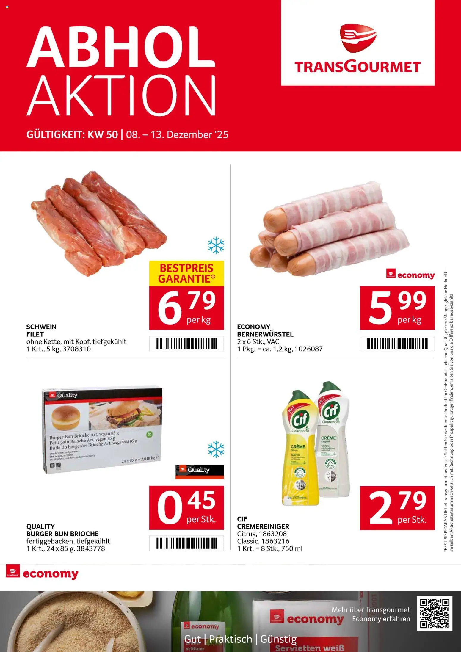 Vorschau der Angebote: Transgourmet Flugblatt gültig ab 08.12.2025 - Burger, Brioche, Creme
