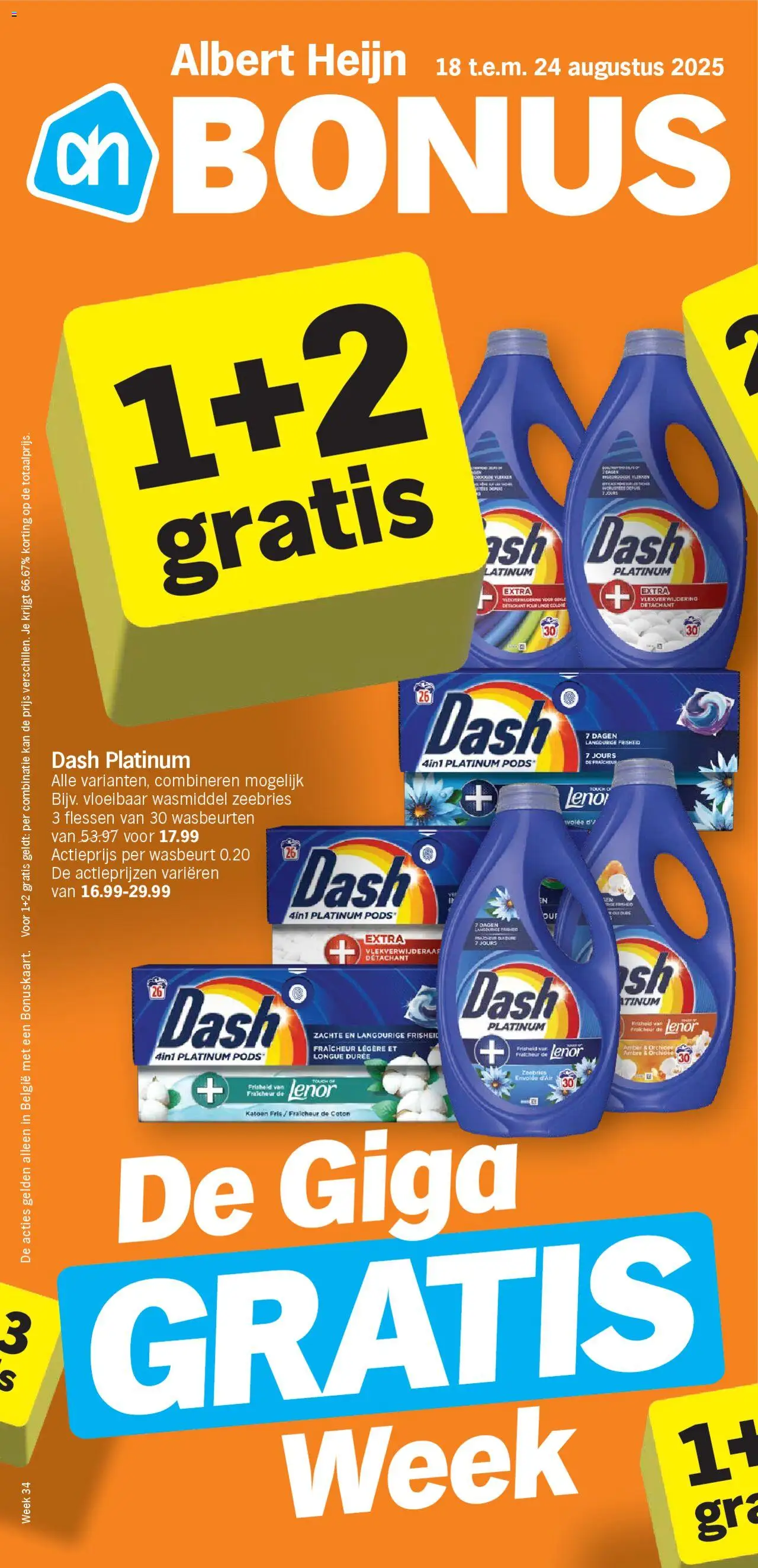 Albert Heijn shop Folder week / de la semaine 34 geldig vanaf 18/08/2025 - Paginanummer 1