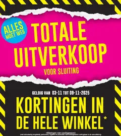 Voorbeeld van Totale uitverkoop van winkel Cora geldig vanaf 03/11/2025