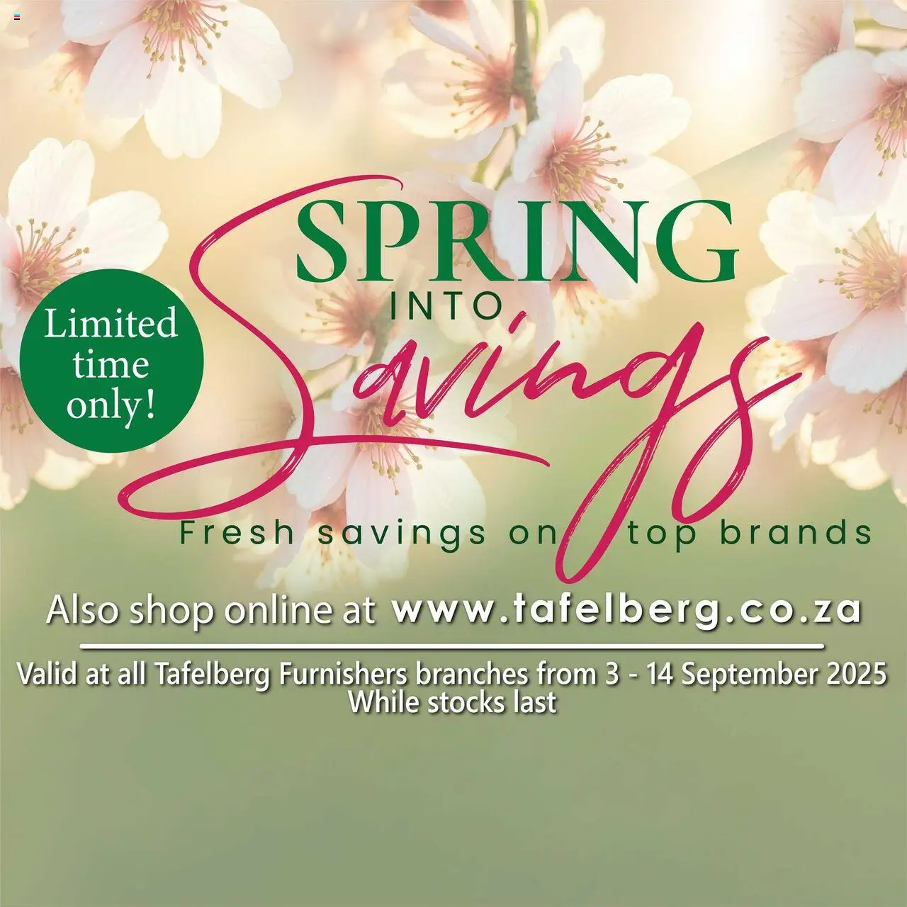 Tafelberg Furnishers Specials from 04/09 - 14/09/2025 > Promotions