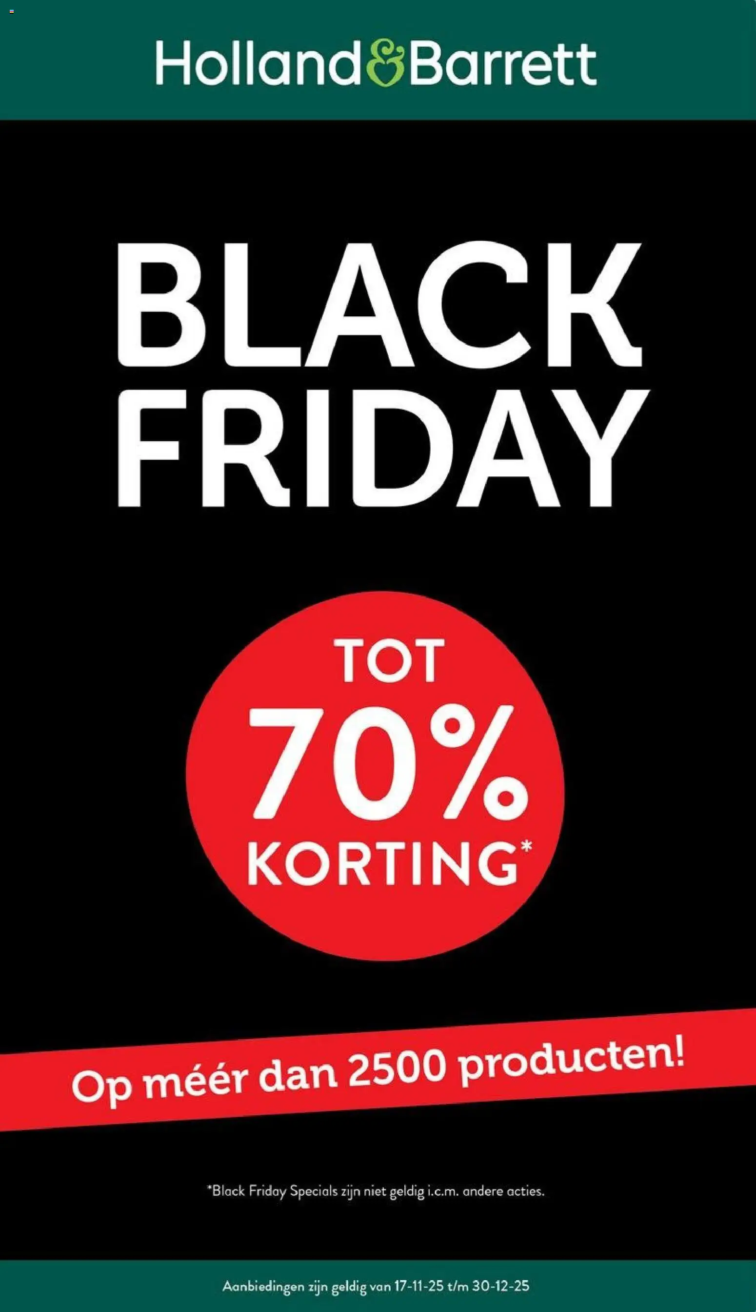 Voorbeeld van Black Friday van winkel Holland & Barrett geldig vanaf 17-11-2025