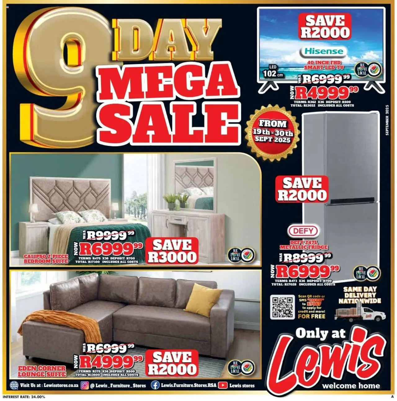 Preview of Lewis Stores flyer valid from 19/09/2025 - Fridge, TV, Lounge suite