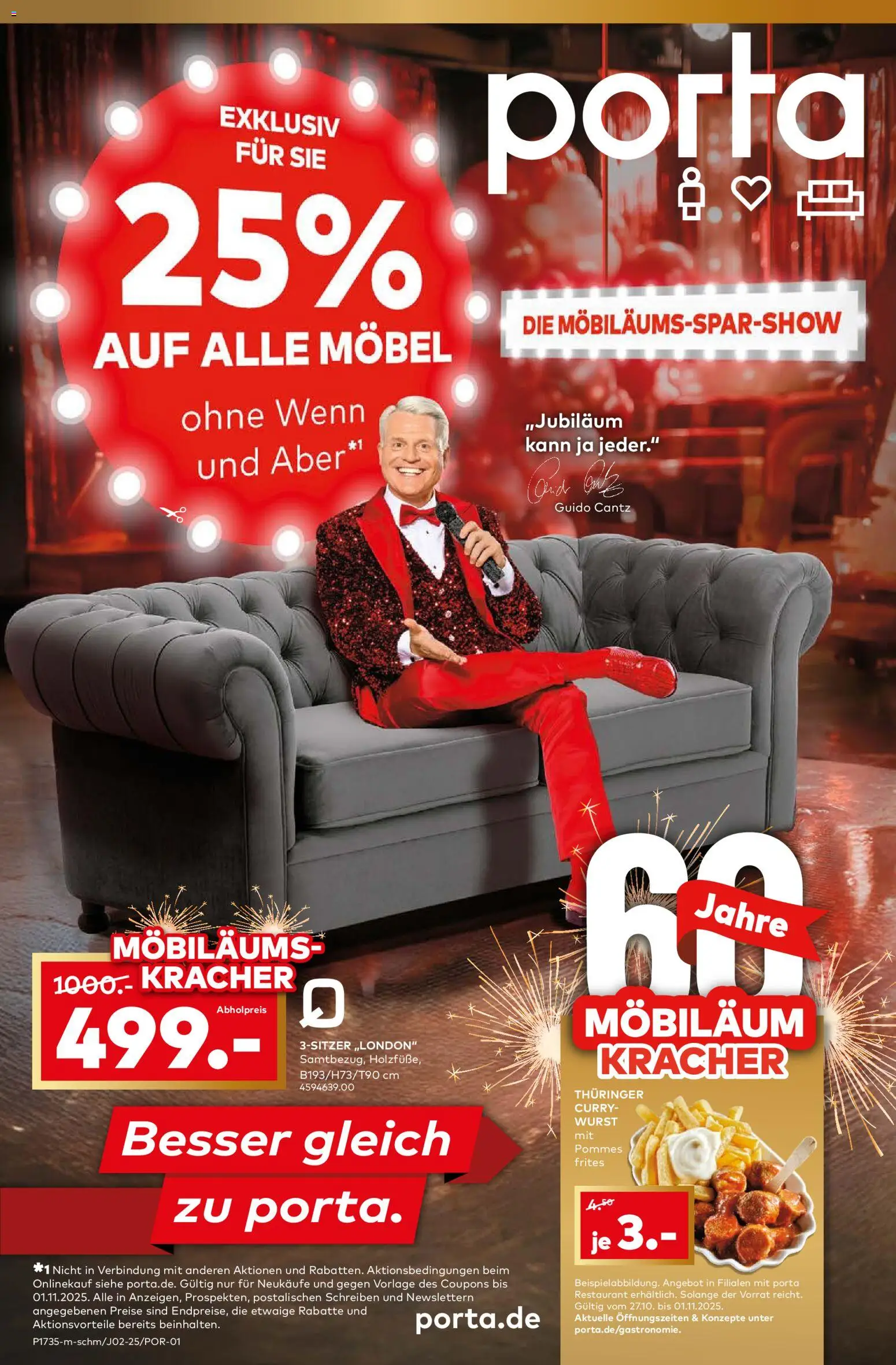 Porta! Möbiläums-Spar-Show mit Guido Cantz und 25% auf ALLE Möbel - Aachen (vom 27.10.2025 - 02.11.2025)