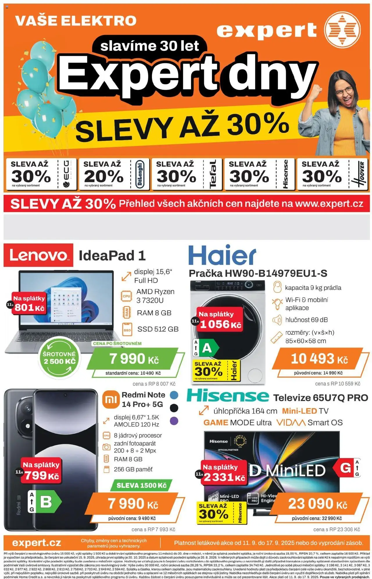  Expert elektro Leták (11.09.2025 - 17.09.2025) - Televize, Pračka, Elektro, Tv, Fotoaparát, Tefal