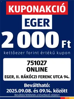 Aldi - Kupón Akció | Eger megtekintése, amely érvényes 2025.09.08.-től