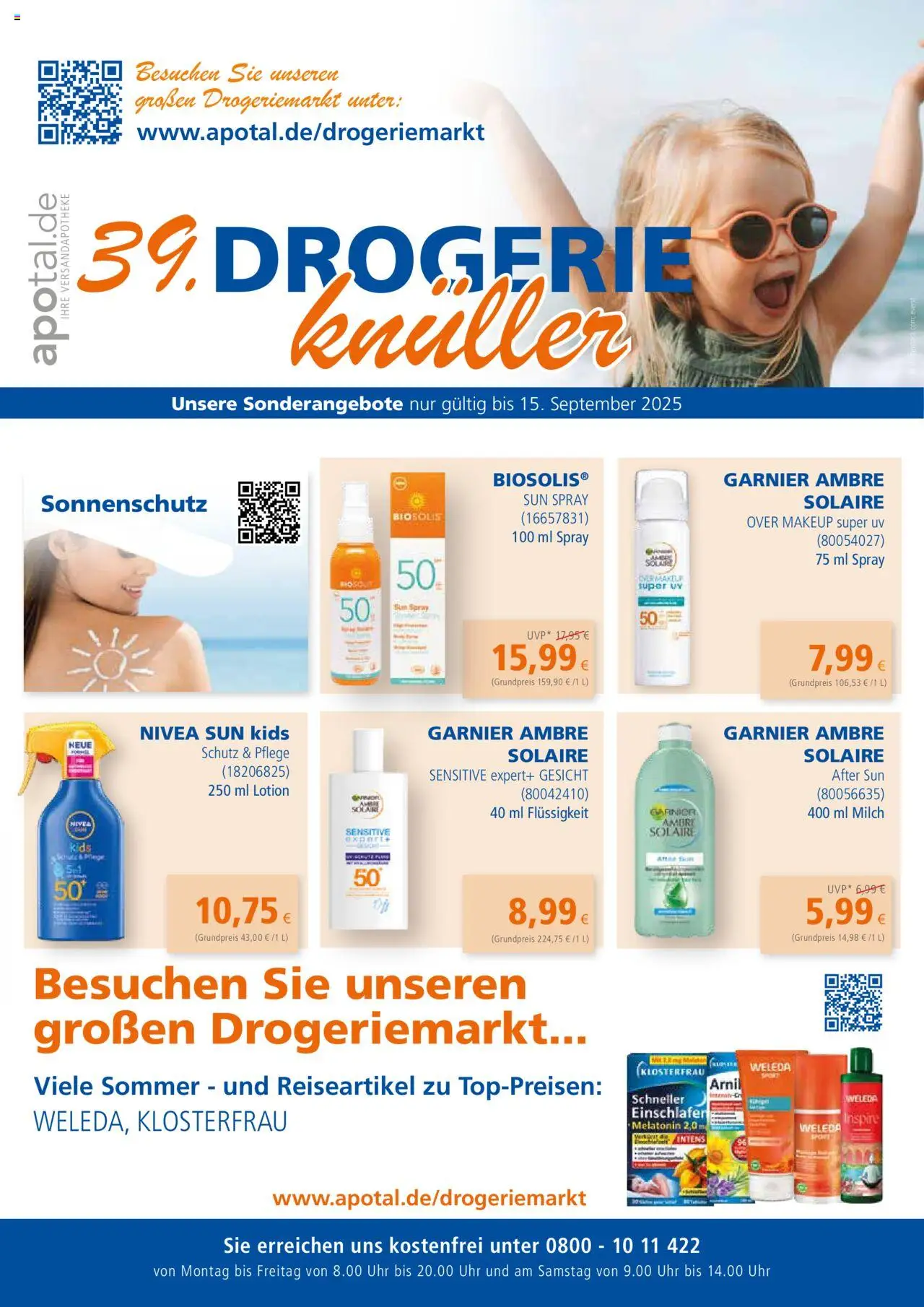 Apotal Drogerieknüller (vom 28.07.2025 - 15.09.2025) - Uhr, Milch, After Sun