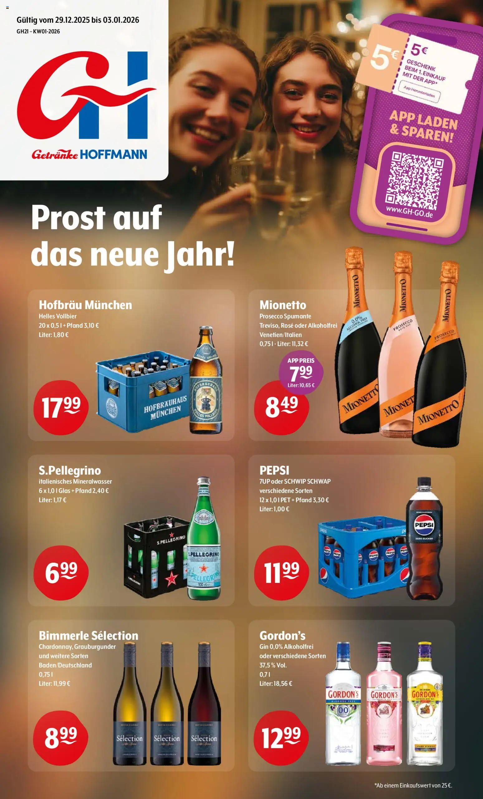 Vorschau von dem Prospekt des Geschäftes Getränke Hoffmann, gültig ab dem 29.12.2025 - Mineralwasser, Gin, Prosecco, Pepsi, Schwip schwap