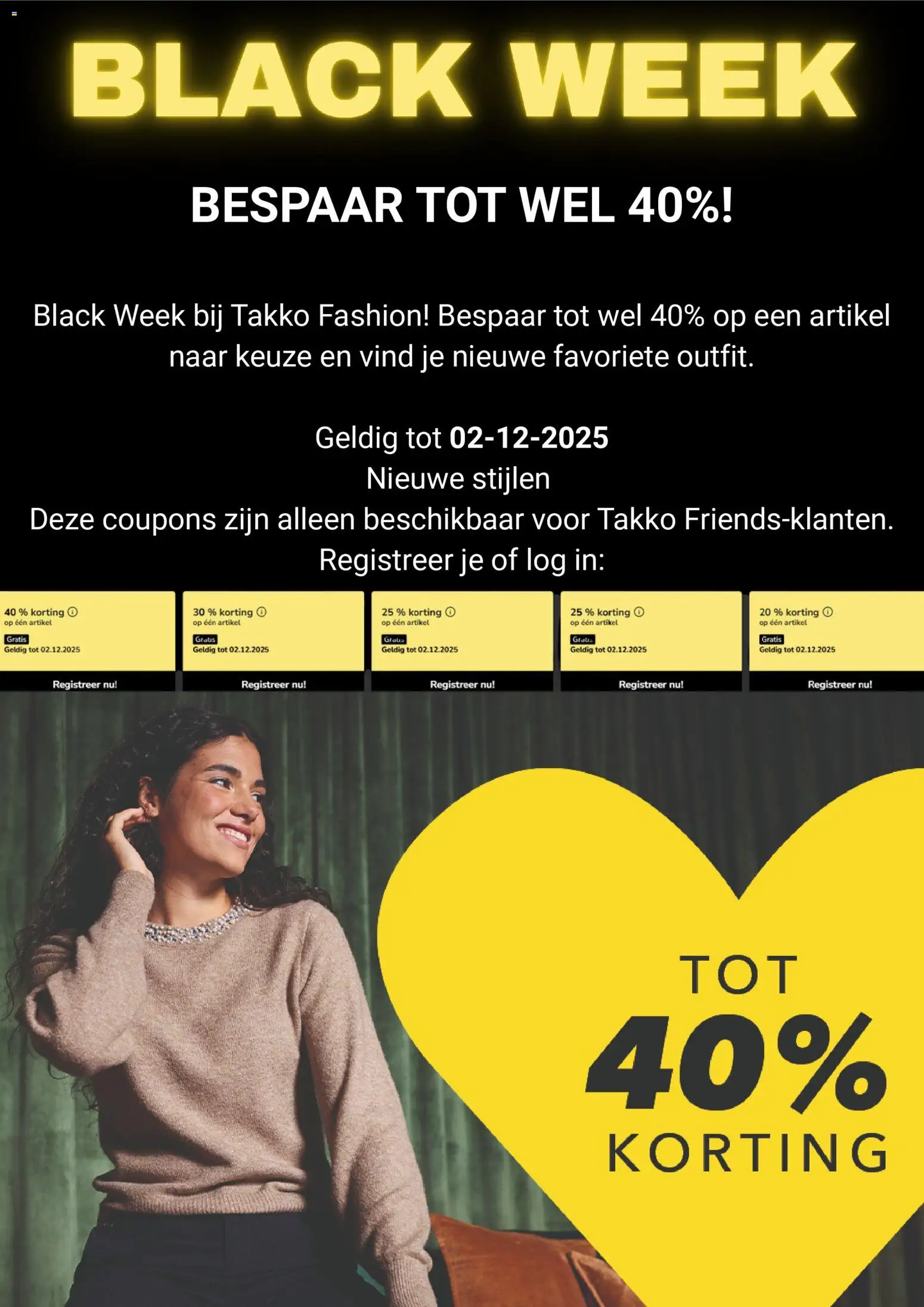 Voorbeeld van Black Friday kennisgeving van winkel Takko geldig vanaf 21-11-2025