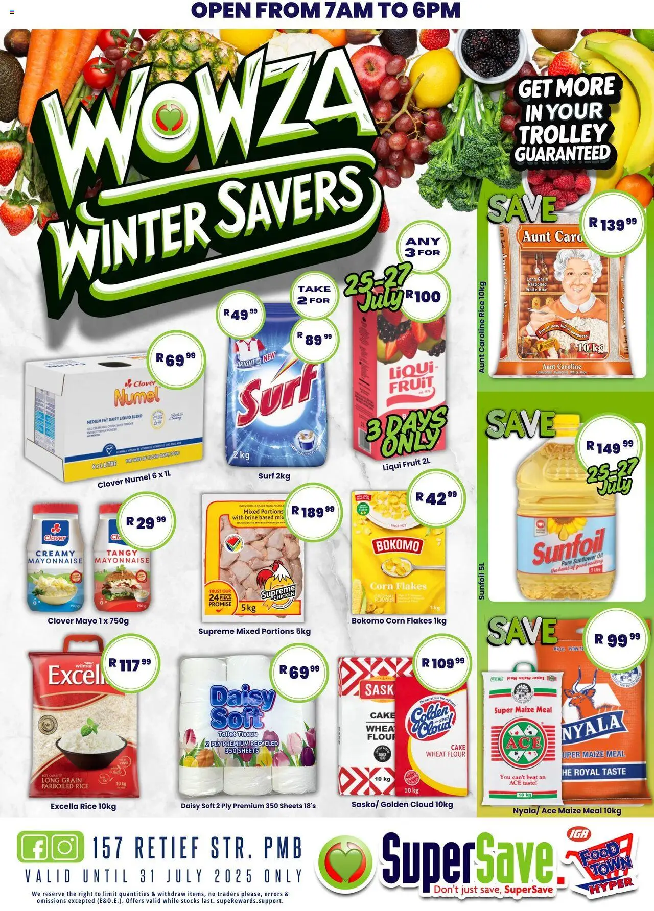 Super Save Specials from 25/07 - 31/07/2025 > Promotions - Cake, Corn, Corn flakes, Maize meal, Milk, Powder, Rice, Flakes