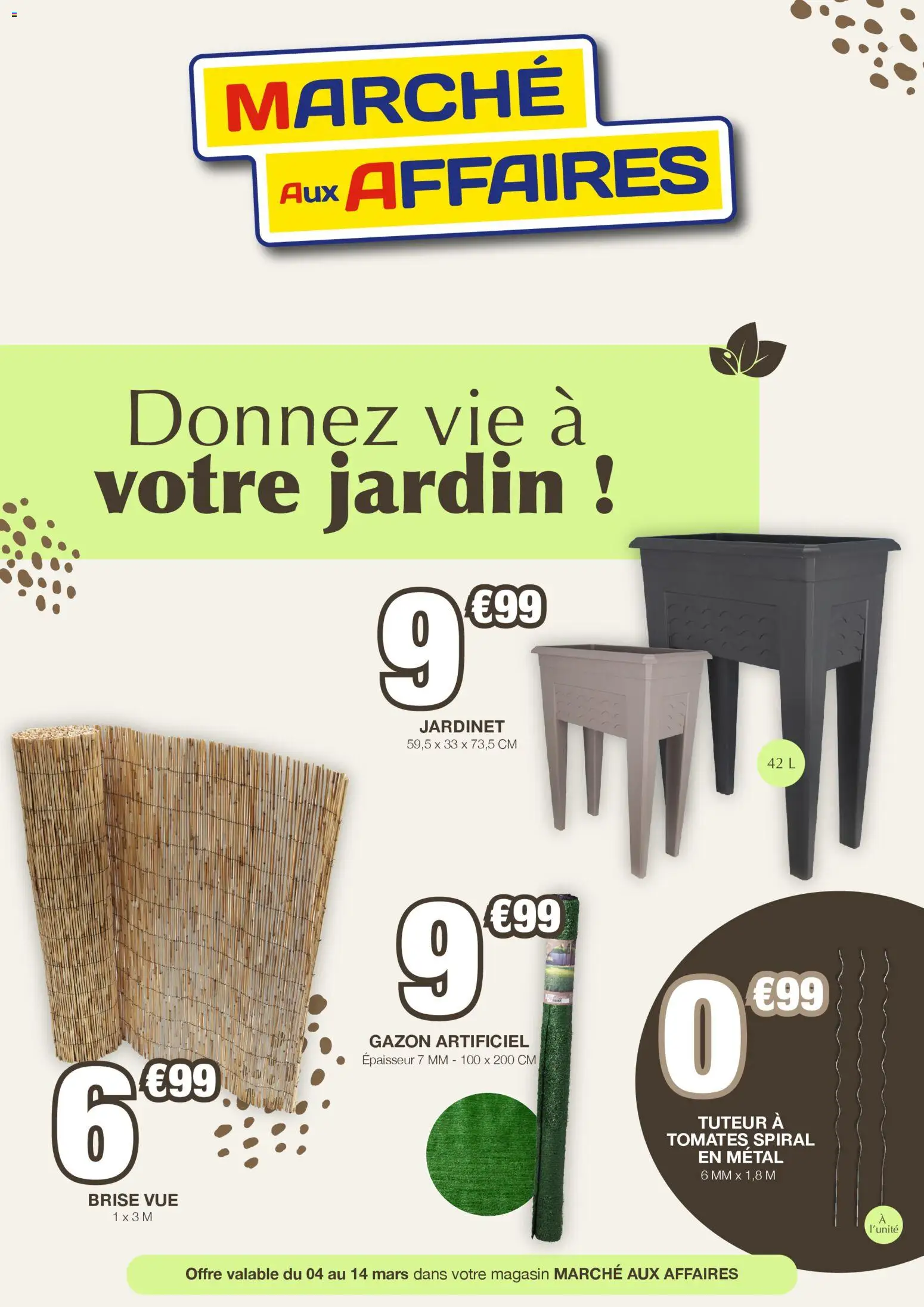 Prévisualisation de Marché aux Affaires Donnez vie à votre jardin du magasin Marché aux Affaires formulaire valide 04/03/2026