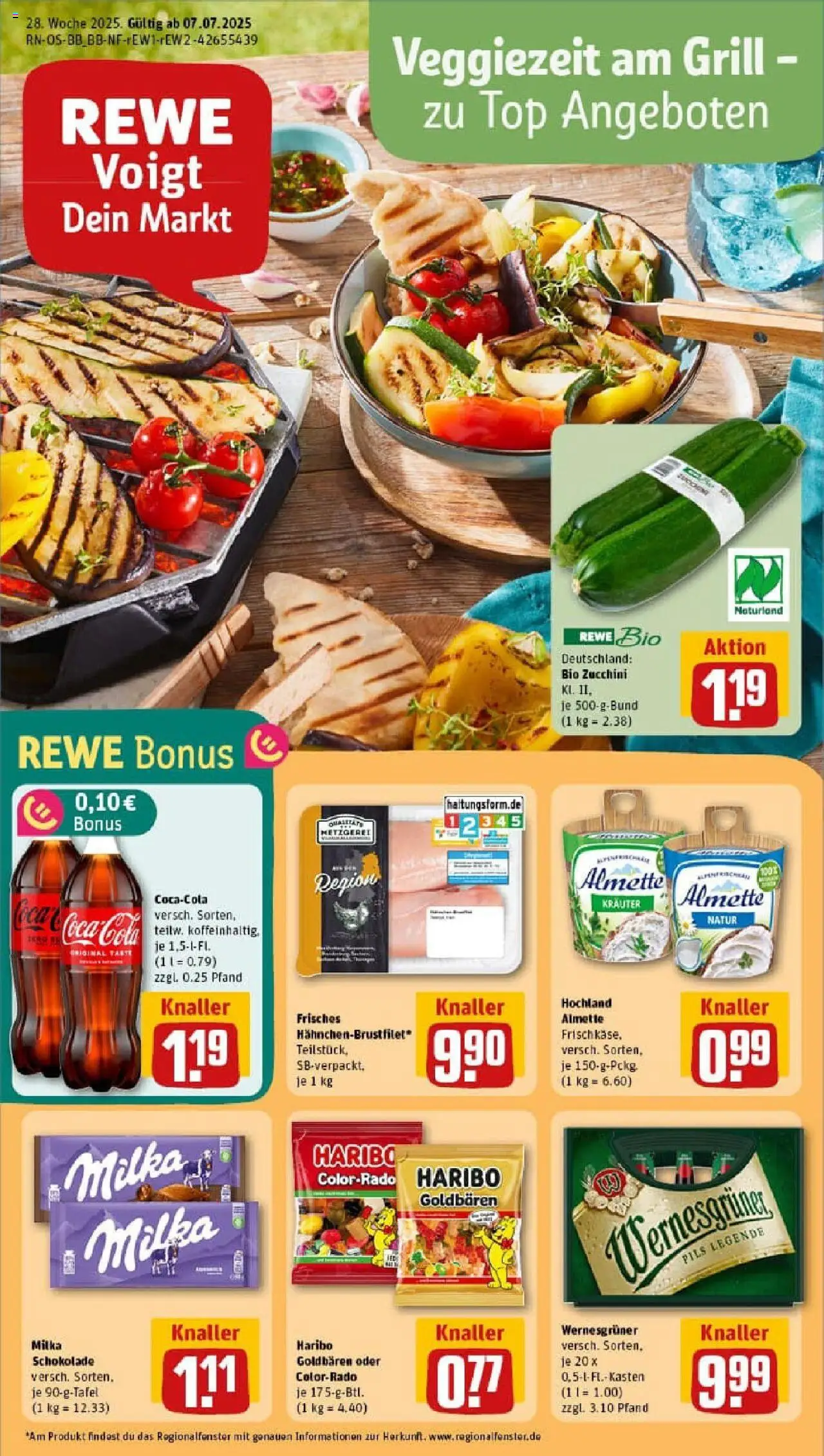 REWE Prospekt ab 06.07.2025 nächste Woche - Prospekt Brandenburg An Der Havel - Coca cola, Grill, Cola, Top, Milka schokolade, Pils, Wernesgruner, Almette
