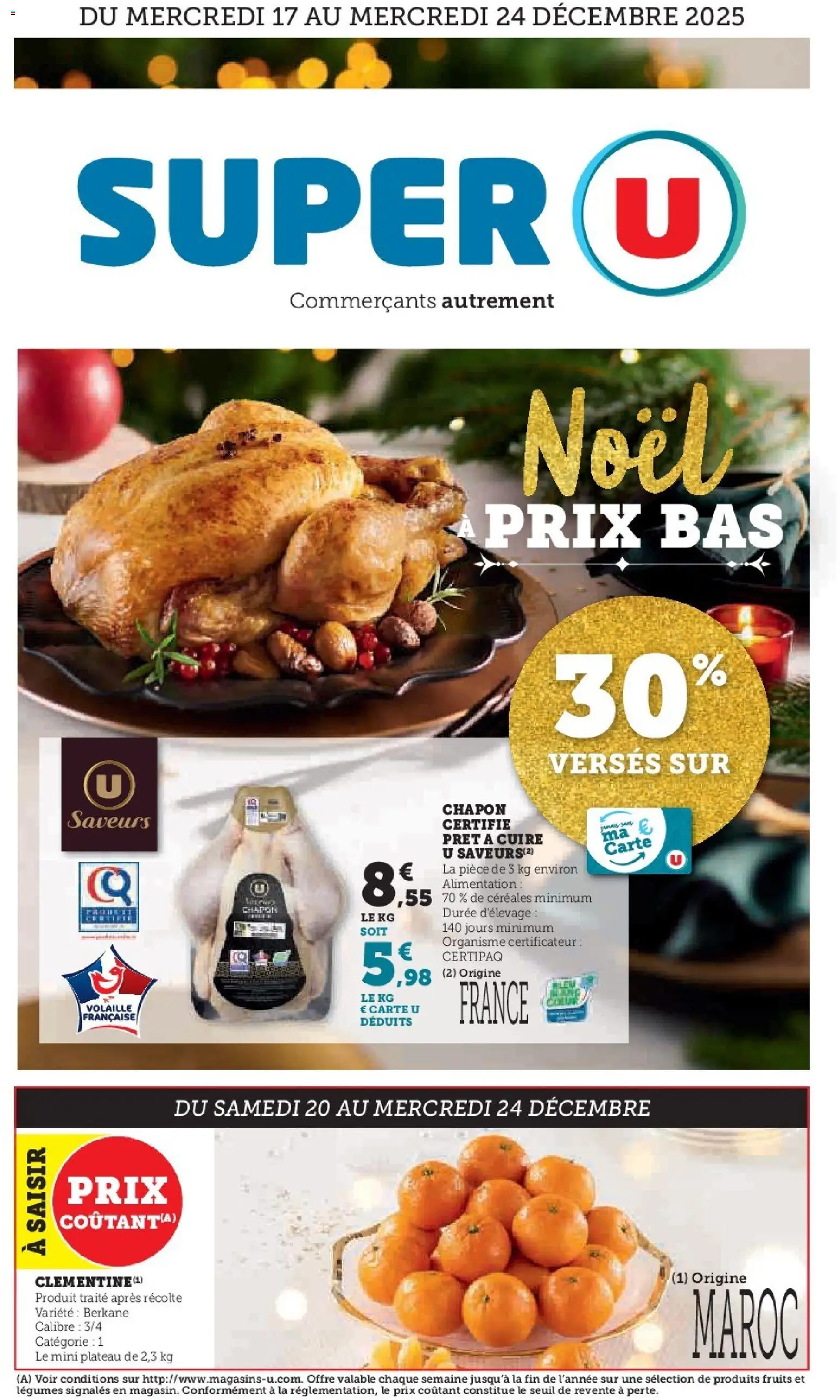 Prévisualisation de Les prix bas de Noël du magasin Super U formulaire valide 17/12/2025