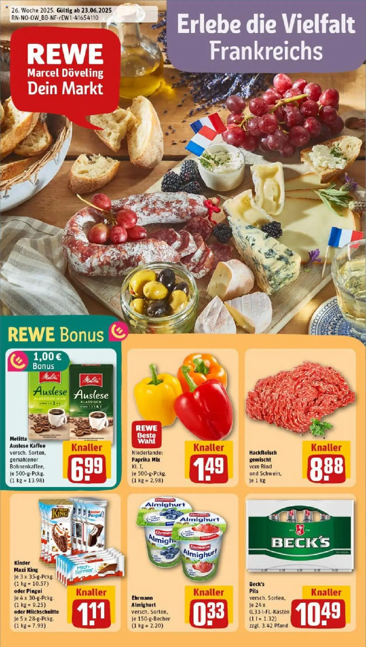REWE Prospekt ab 22.06.2025 nächste Woche - Prospekt Paderborn - Kaffee, Hackfleisch, Paprika, Melitta, Pils, Ehrmann almighurt