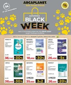 Anteprima dell'opuscolo Black Friday dal negozio Arcaplanet valido da 17/11/2025