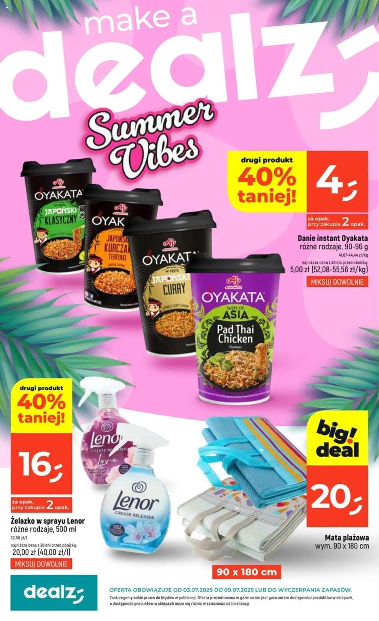 Dealz Gazetka od 03.07.2025 - Nowa Gazetka - Numer strony 1 - Curry, Pad thai, Mata plażowa, Żelazko
