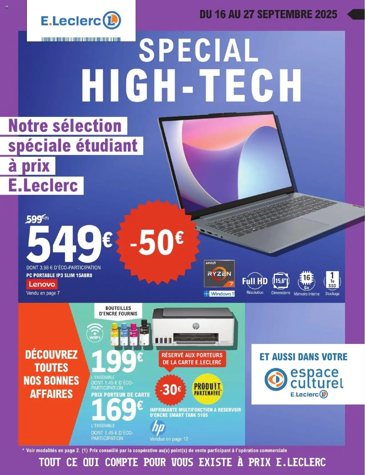 Catalogue special high-tech | Vitry Sur Seine de la boutique E.Leclerc valable du 16/09/2025 - Page numéro 1
