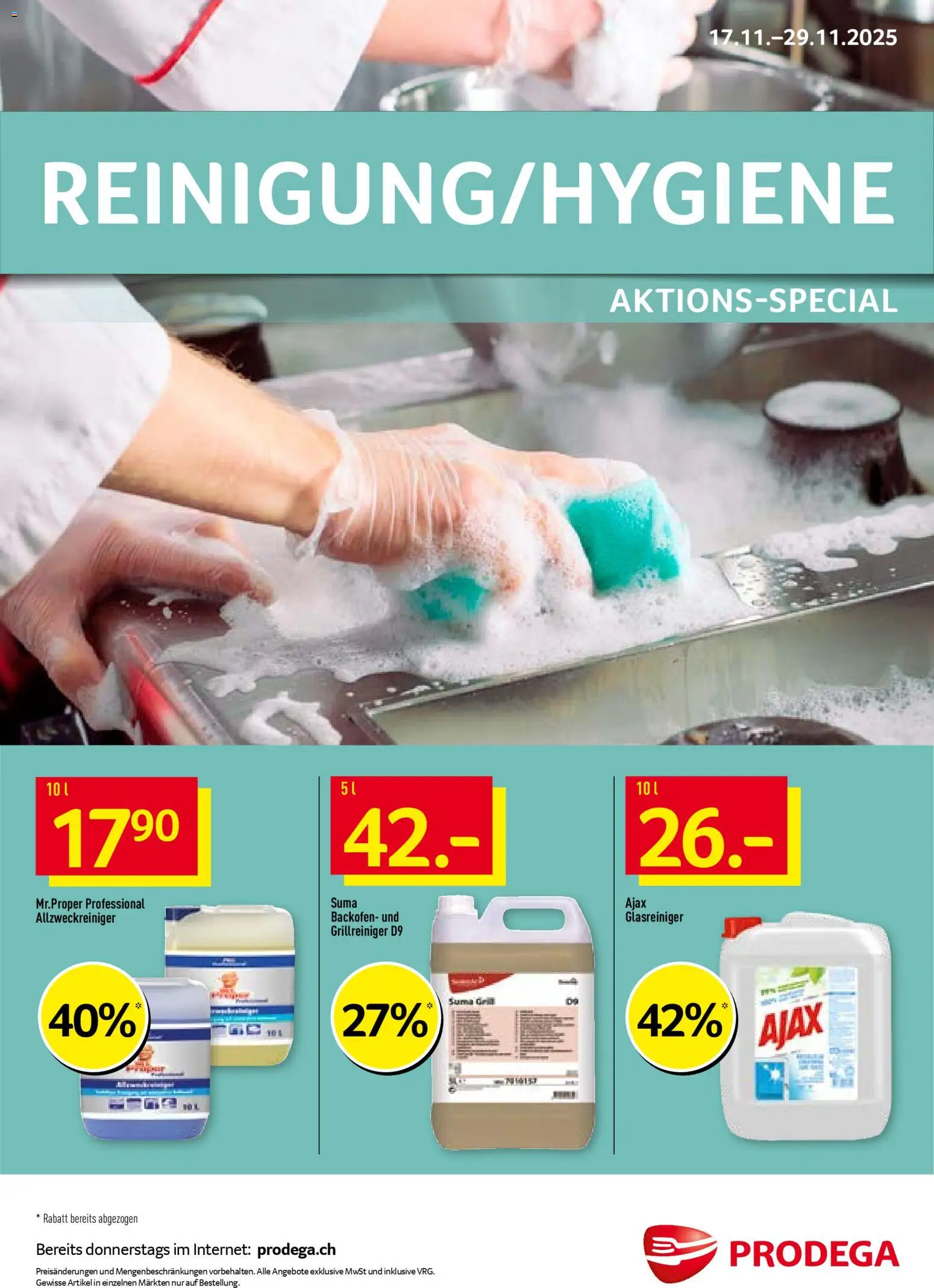 Vorschau des Merkblatts Aktionen Reinigung vom Shop Prodega gültig von 17.11.2025 bis 29.11.2025 - Backofen