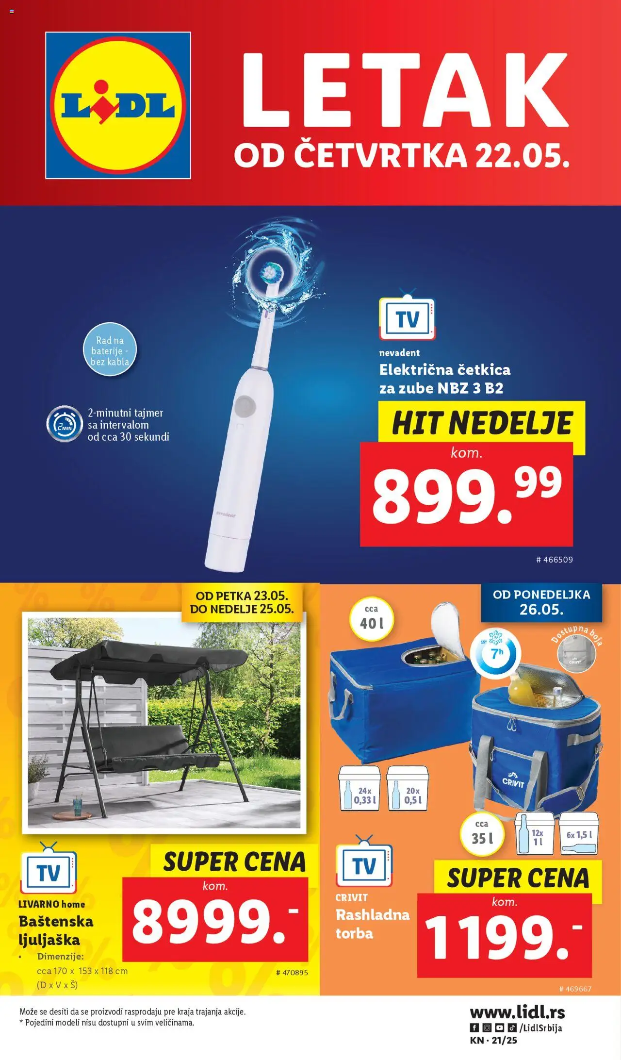 Lidl katalog važi od 22.05.2025 - stranica 1 - Električna četkica, Električna četkica za zube, Torba, Ljuljaška, Četkica za zube, Baterije