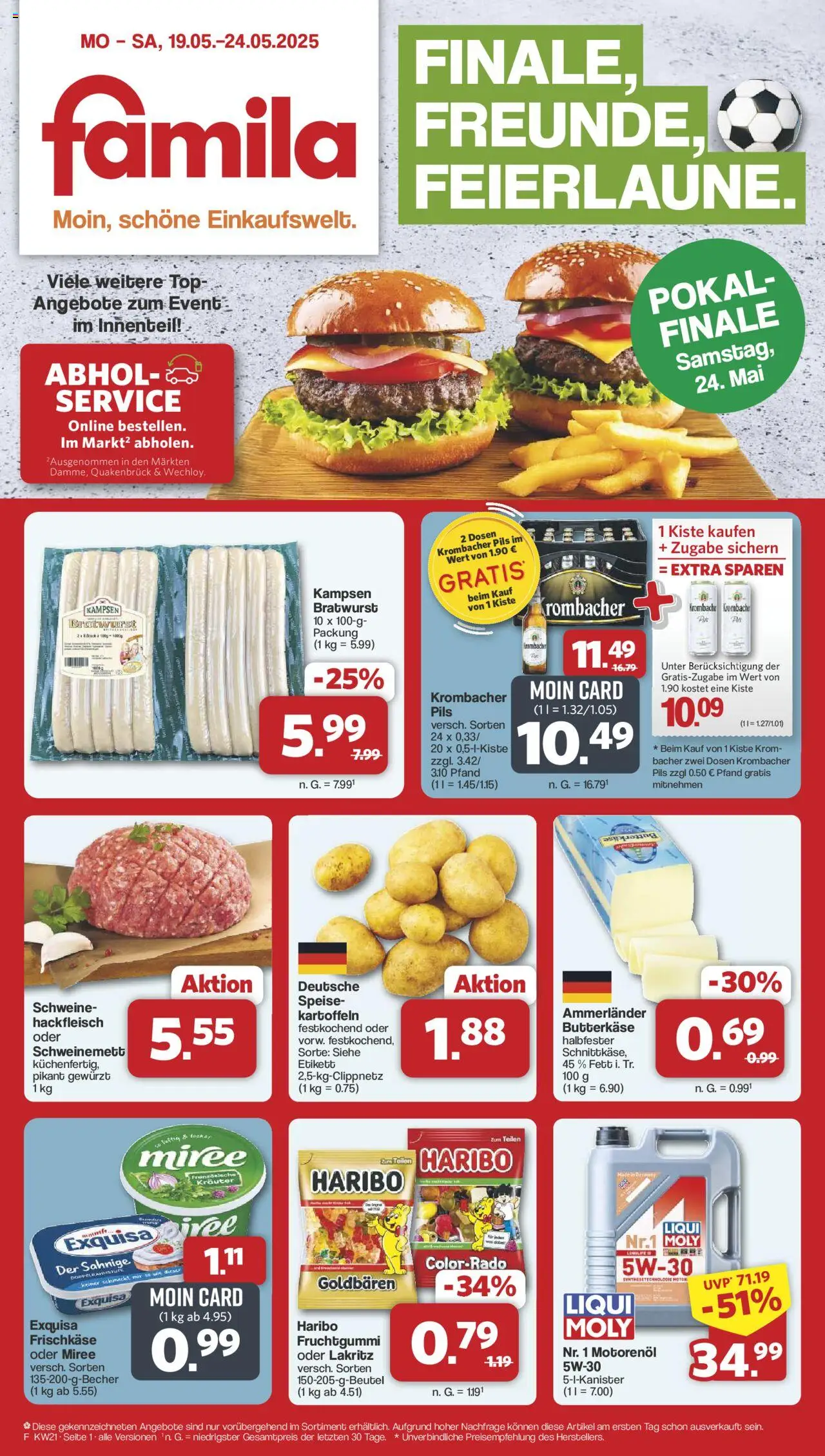 Famila Nordwest Prospekt (vom 19.05.2025 - 24.05.2025) - Haribo, Wurst, Top, Krombacher, Hackfleisch, Pils, Exquisa, Frischkase