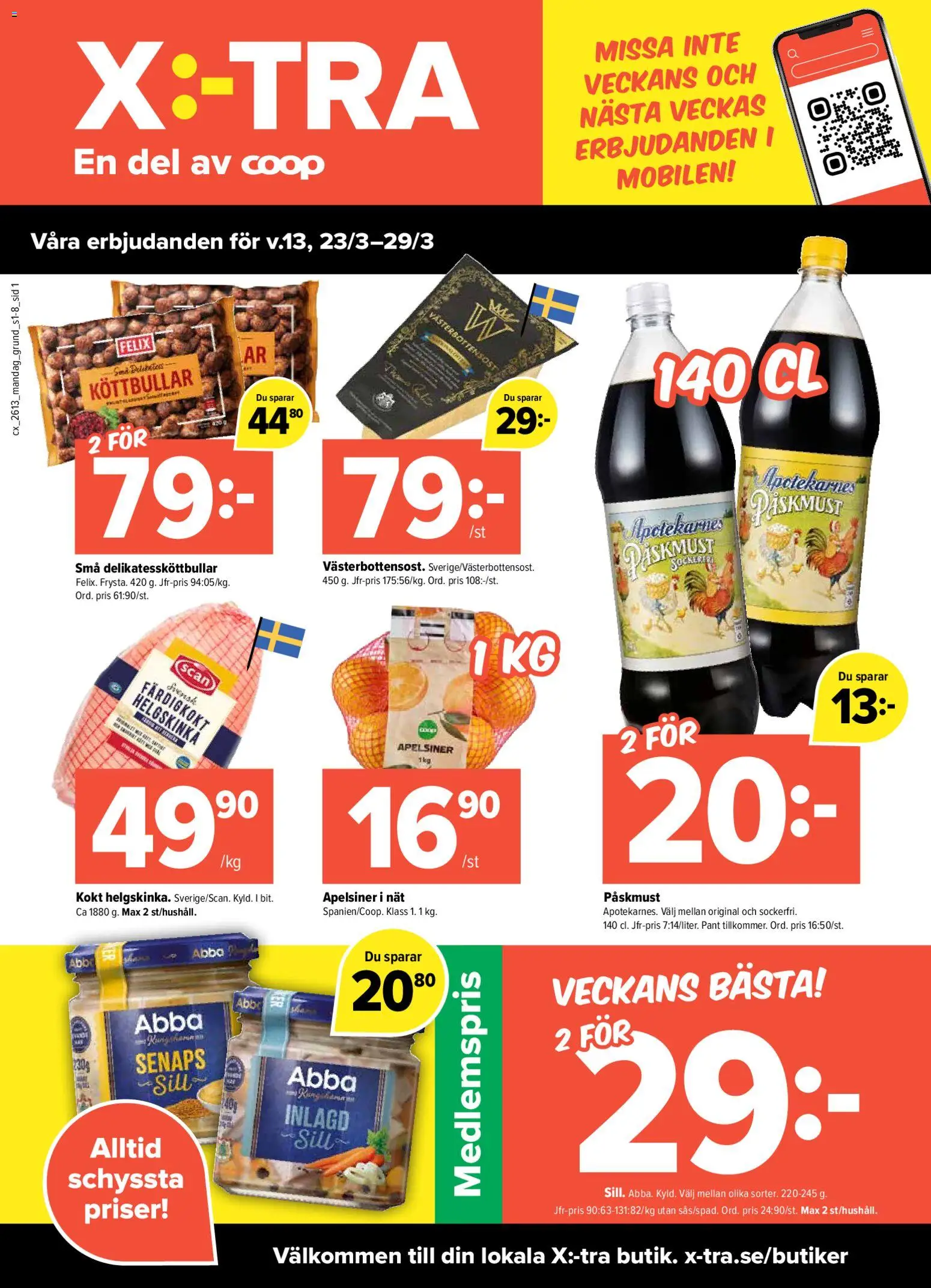 Förhandsgranska reklamblad Coop X:-TRA erbjudanden från butik Coop X:-TRA gäller från 23/03/2026