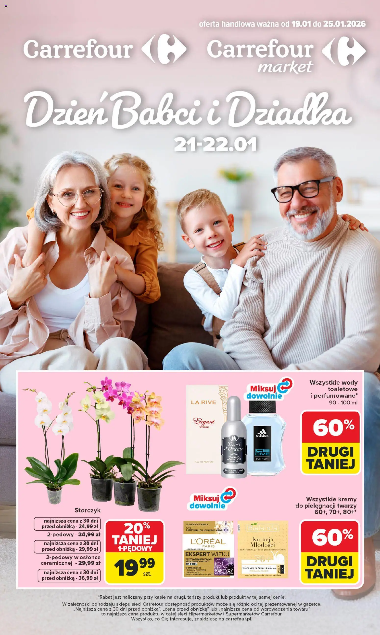 Pogląd gazetki "Dzień Babci i Dziadka" ze sklepu Carrefour ważnej od 19.01.2026 - Storczyk, Bielenda, Krem, Tesori d'oriente