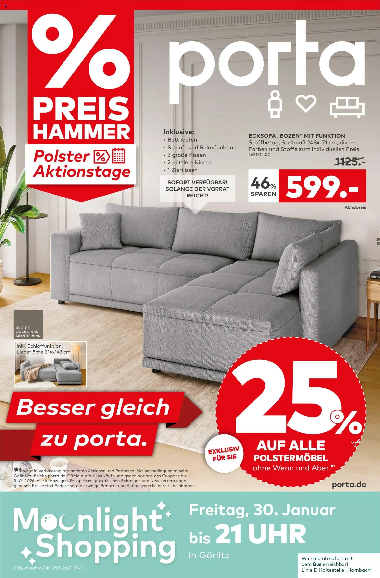 Vorschau von dem Prospekt des Geschäftes Porta!, gültig ab dem 25.01.2026 - Uhr, Ecksofa, Kissen