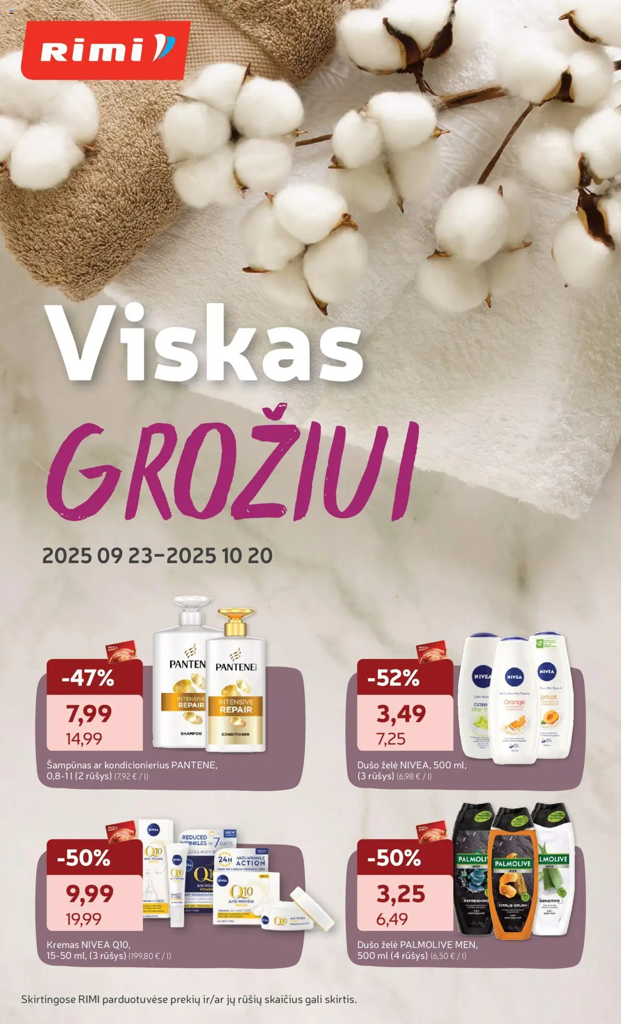 Rimi leidinys galioja nuo 2025.09.23 – puslapio numeris 1 - Kondicionierius, Šampūnas, Kremas, Dušo želė
