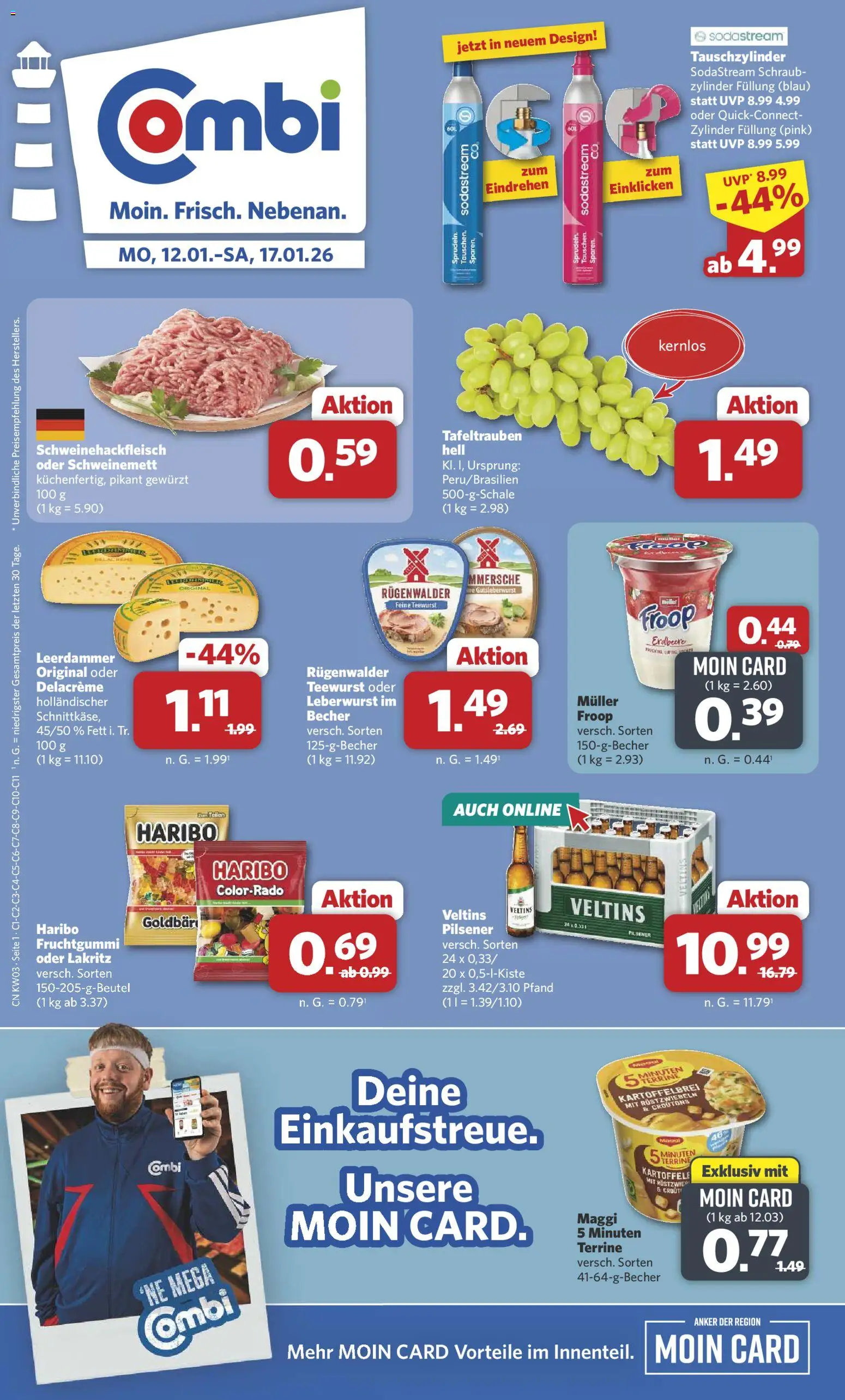 Vorschau von dem Prospekt des Geschäftes Combi, gültig ab dem 12.01.2026 - Sodastream, Haribo, Maggi, Veltins, Leerdammer, Froop