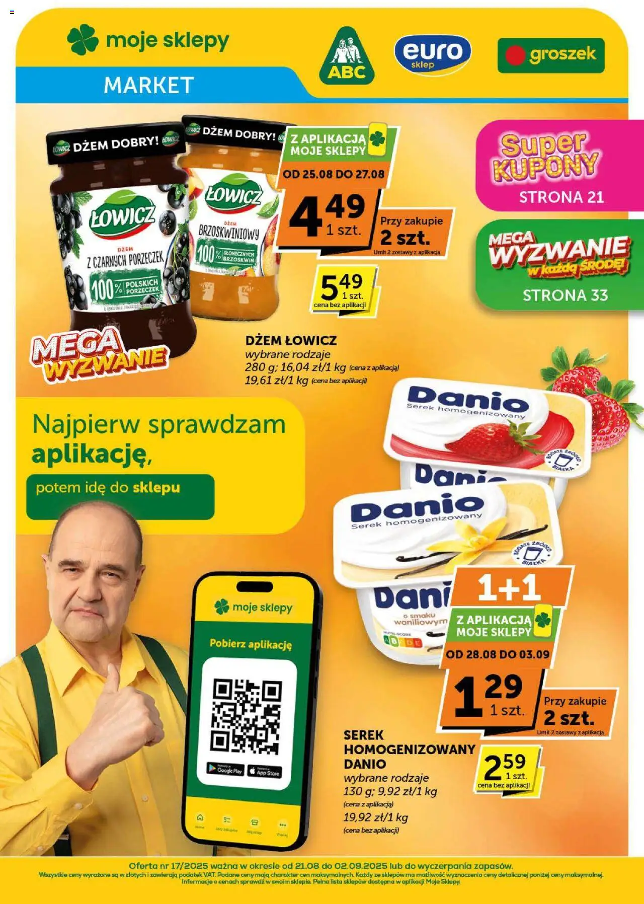 Groszek Market od 21.08.2025 - Nowa Gazetka - Numer strony 1 - Groszek, Dżem, Serek homogenizowany, Serek, Dżem brzoskwiniowy